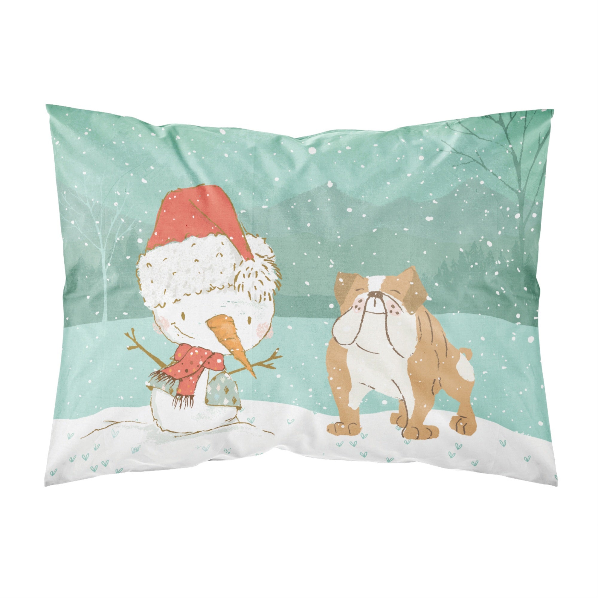 Caroline'S Treasures Snowman English Bulldog Christmas Fabric Standard Pillowcase