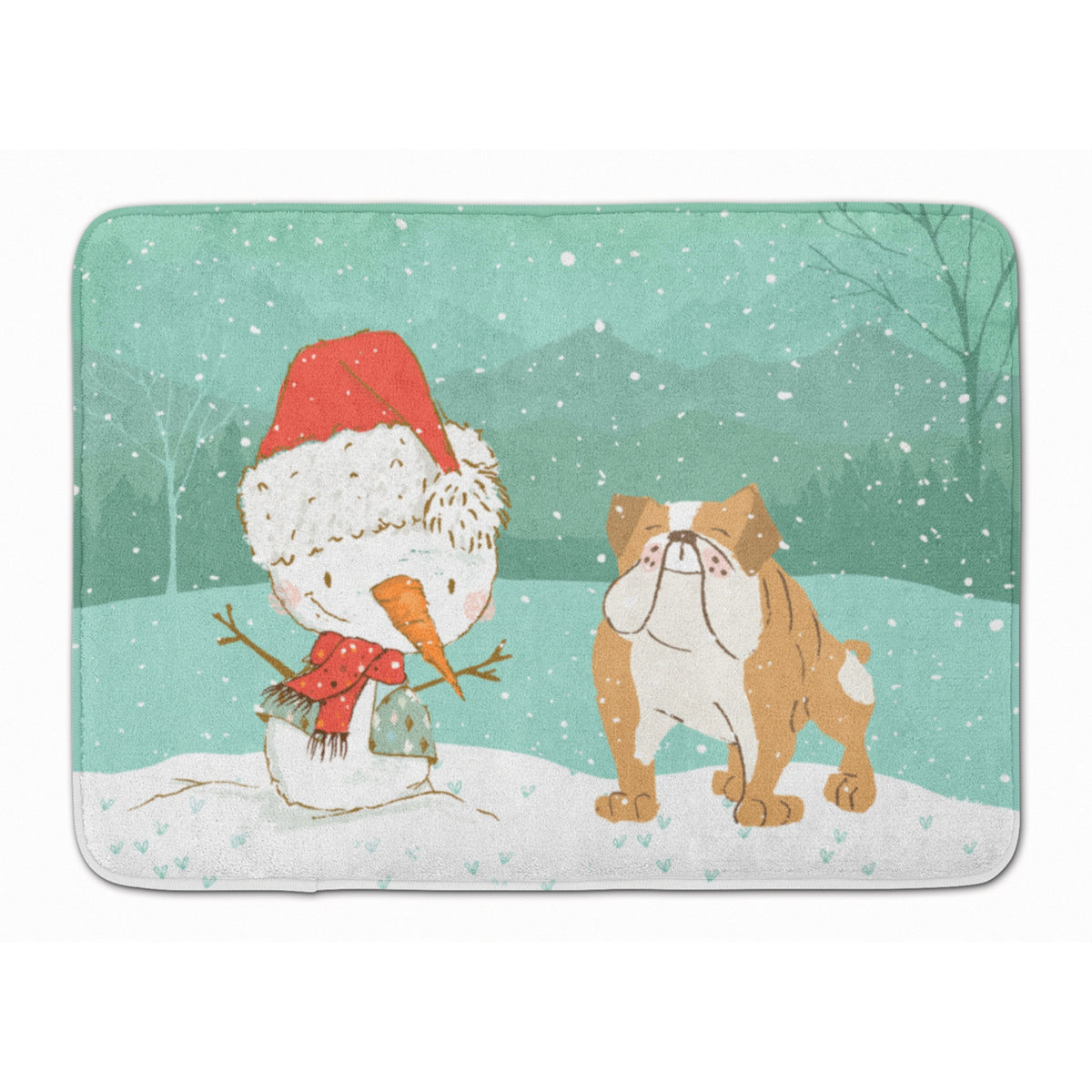 Caroline'S Treasures English Bulldog Snowman Christmas Machine Washable Memory Foam Mat, Multicolor