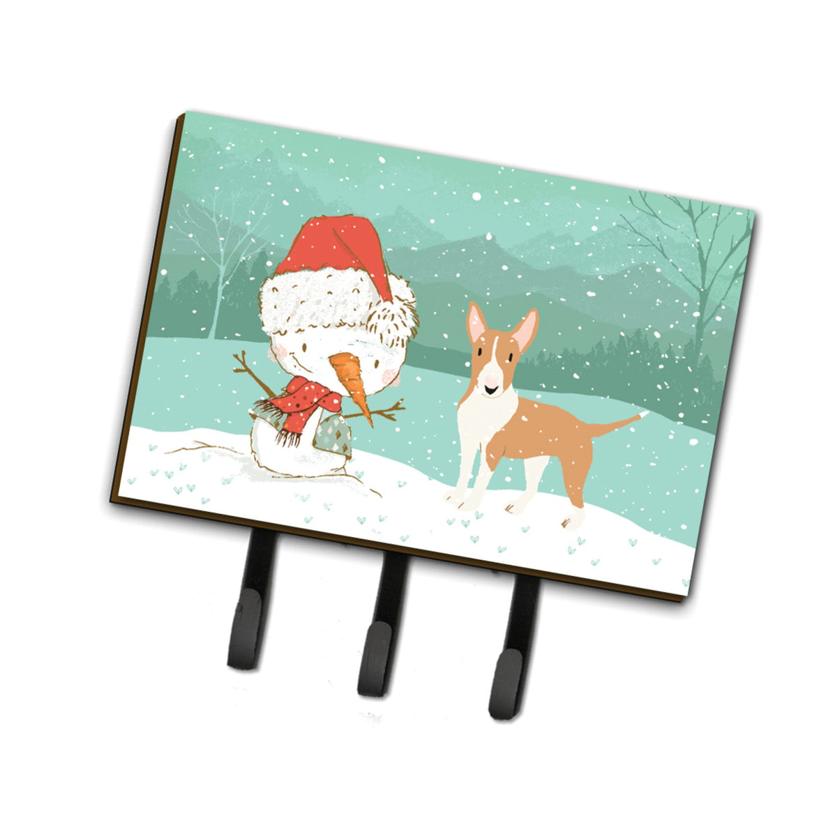 Caroline'S Treasures Fawn Bull Terrier Snowman Christmas Leash Or Key Holder Hooks, Multicolor