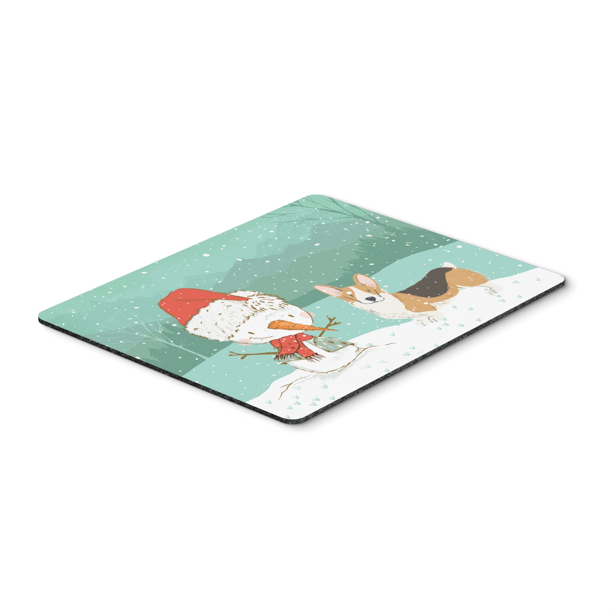 Tricolor Pembroke Corgi Snowman Christmas Mouse Pad, Hot Pad Or Trivet