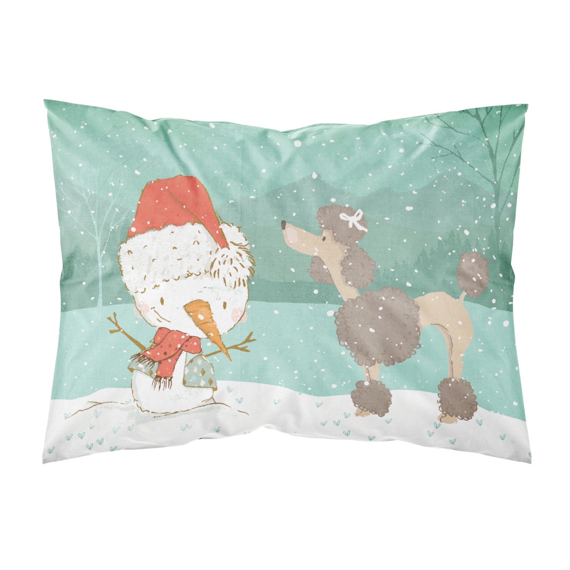 Caroline'S Treasures Snowman Chocolate Poodle Christmas Fabric Standard Pillowcase