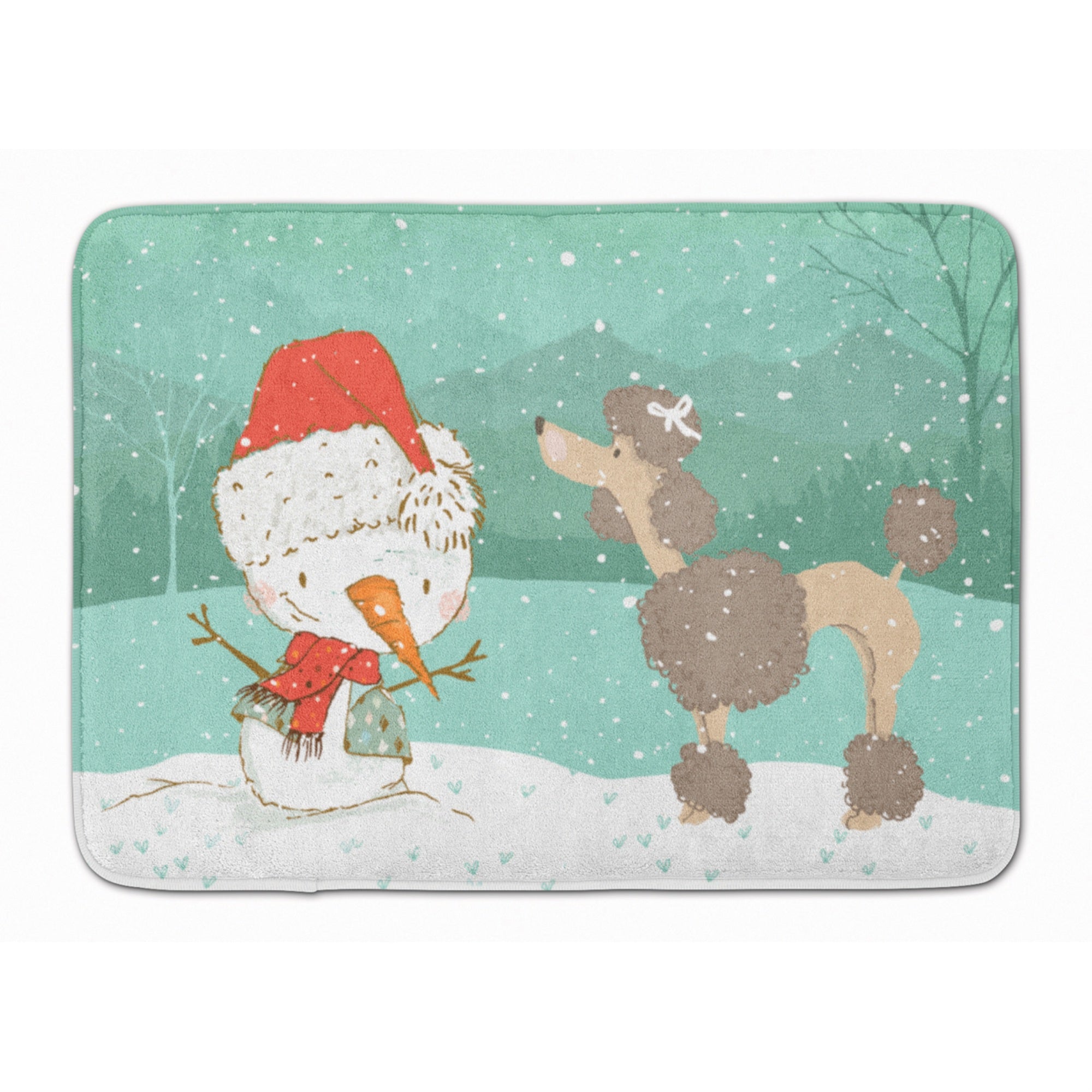 Caroline'S Treasures Chocolate Poodle Snowman Christmas Machine Washable Memory Foam Mat, Multicolor