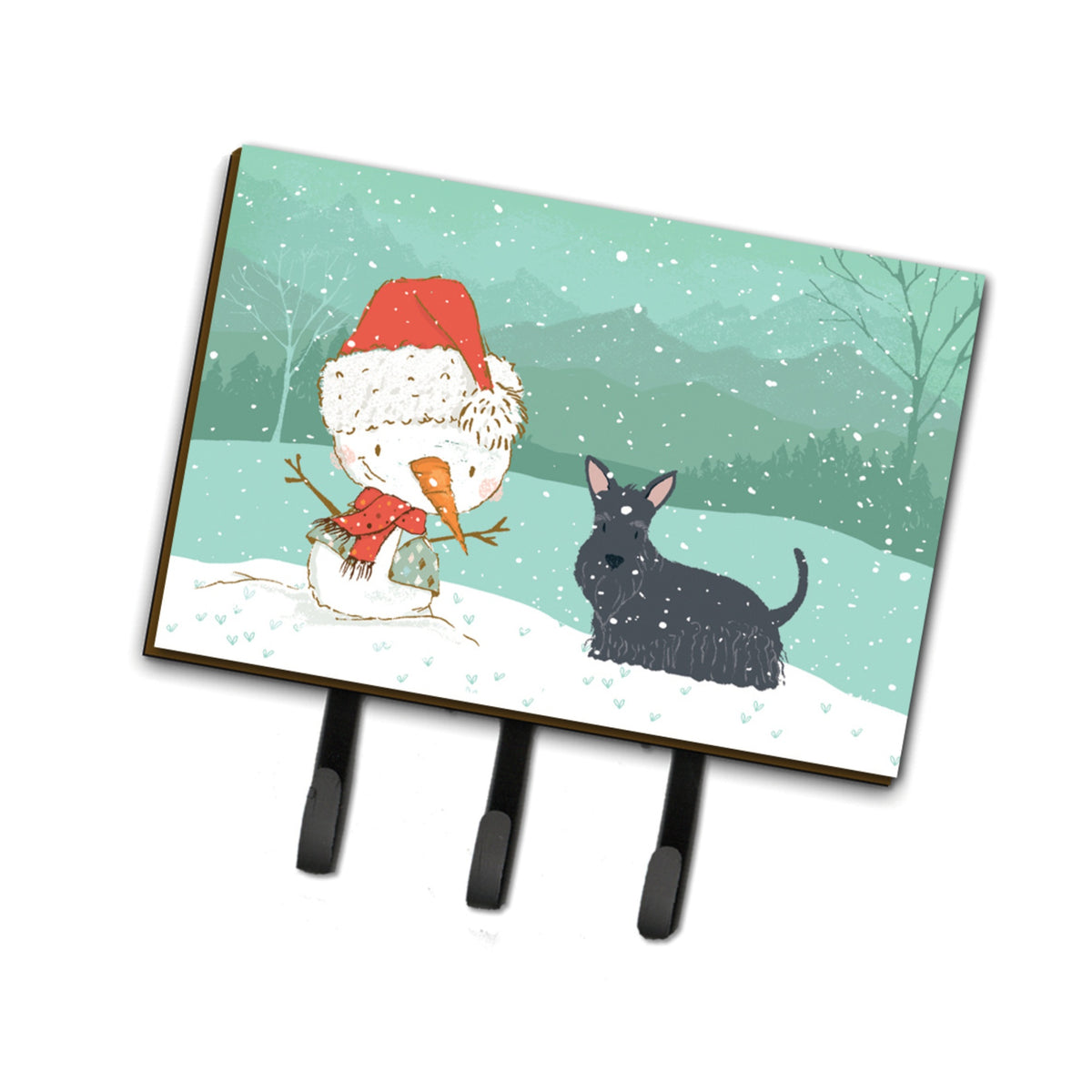 Caroline'S Treasures Scottish Terrier Snowman Christmas Leash Or Key Holder Hooks, Multicolor