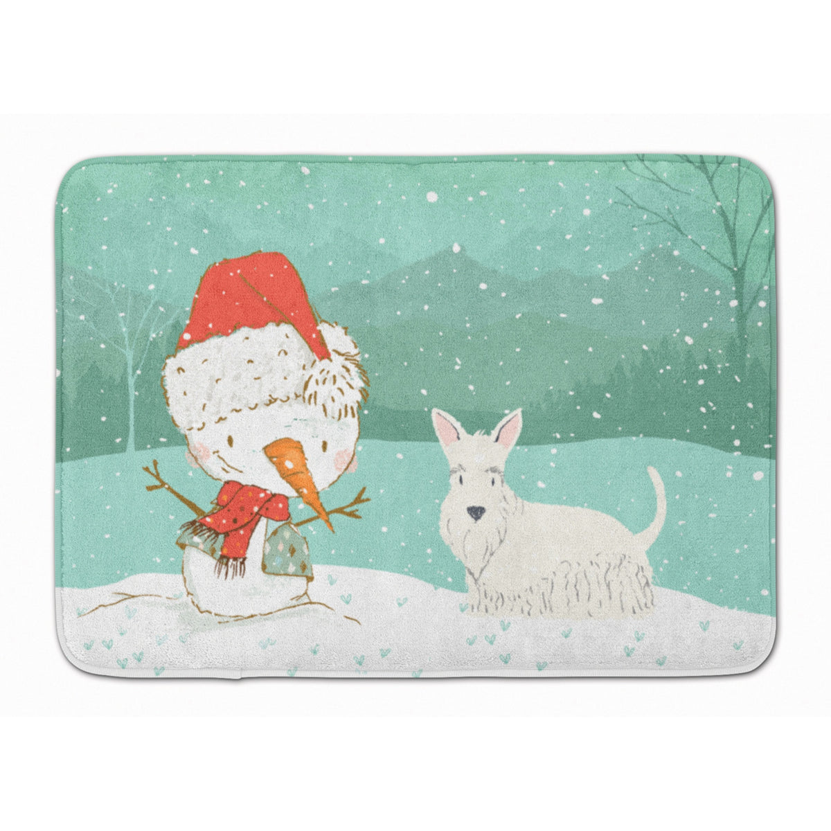 Caroline'S Treasures Wheaten Scottish Terrier Snowman Christmas Machine Washable Memory Foam Mat, Multicolor