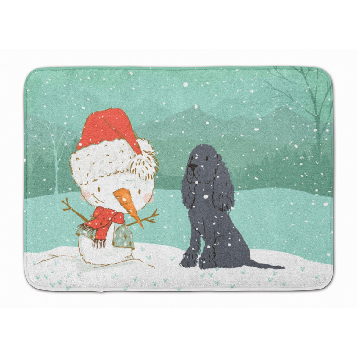 Caroline'S Treasures Black Spaniel Snowman Christmas Machine Washable Memory Foam Mat, Multicolor