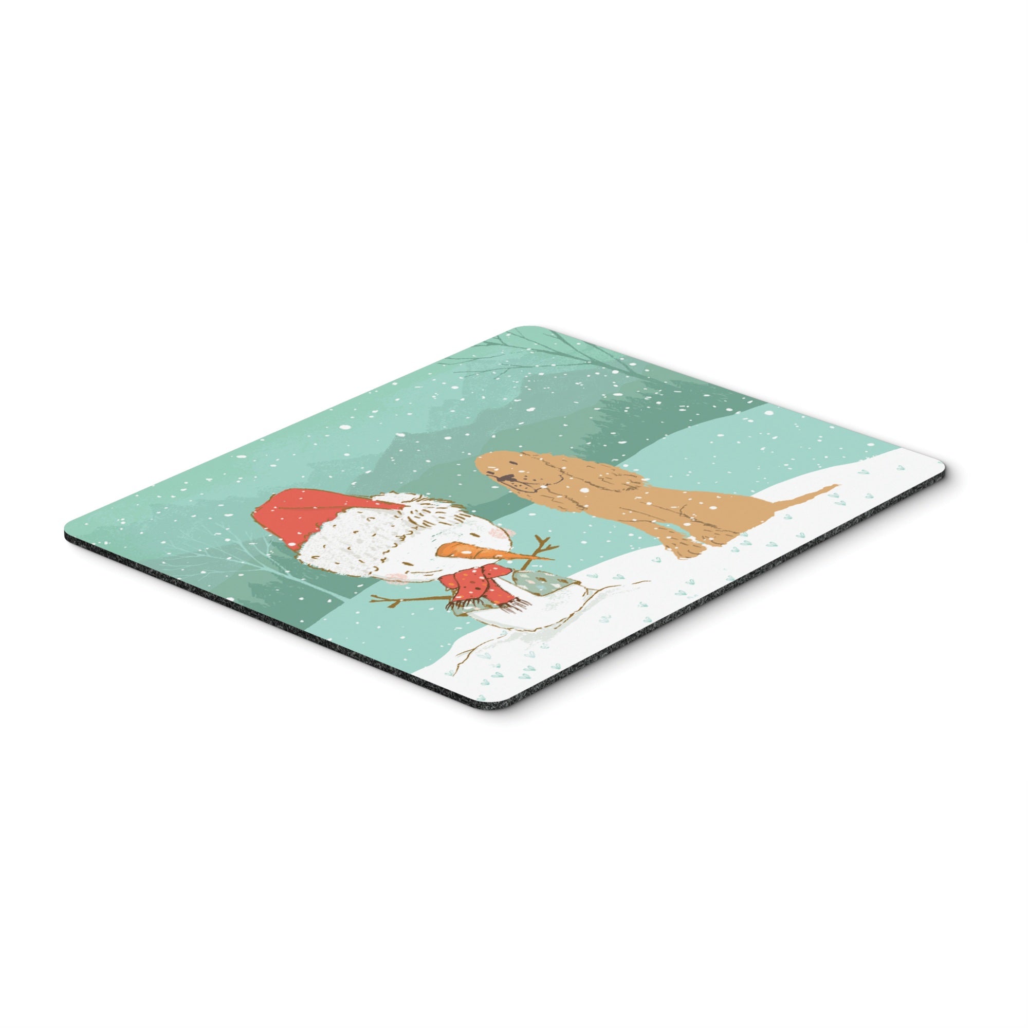 Tan Spaniel Snowman Christmas Mouse Pad, Hot Pad Or Trivet