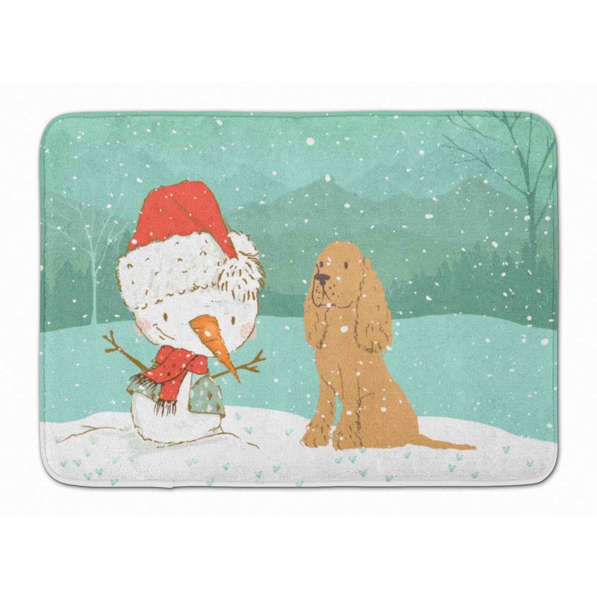 Caroline'S Treasures Tan Spaniel Snowman Christmas Machine Washable Memory Foam Mat, Multicolor