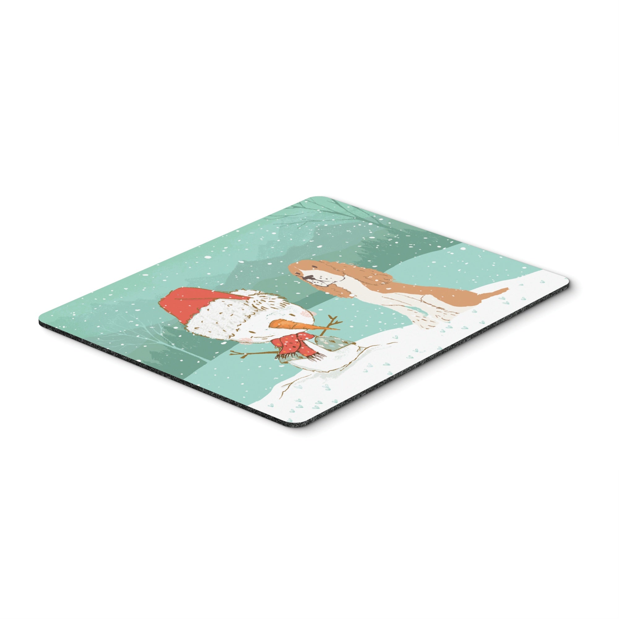 Red Spaniel Snowman Christmas Mouse Pad, Hot Pad Or Trivet