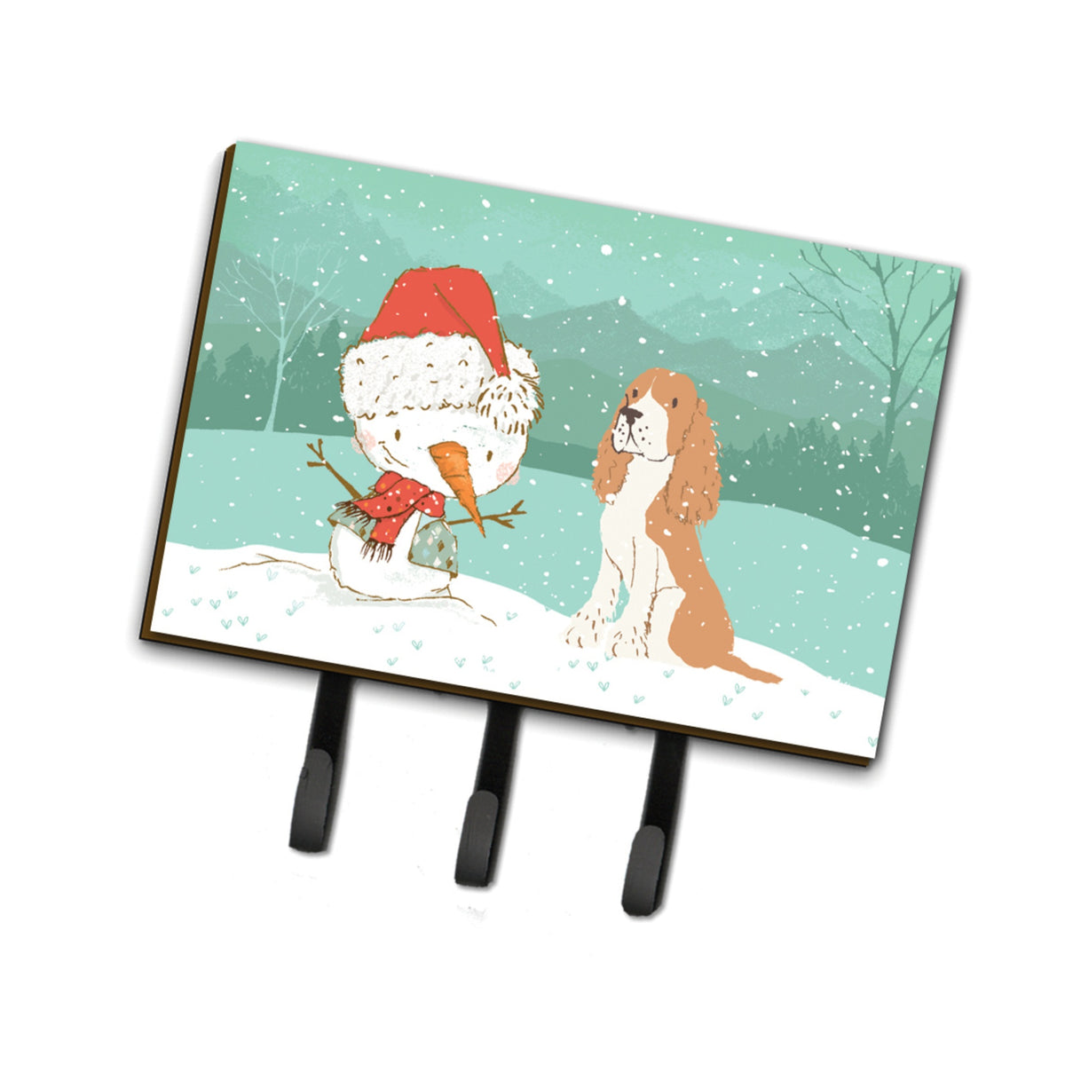 Caroline'S Treasures Red Spaniel Snowman Christmas Leash Or Key Holder Hooks, Multicolor