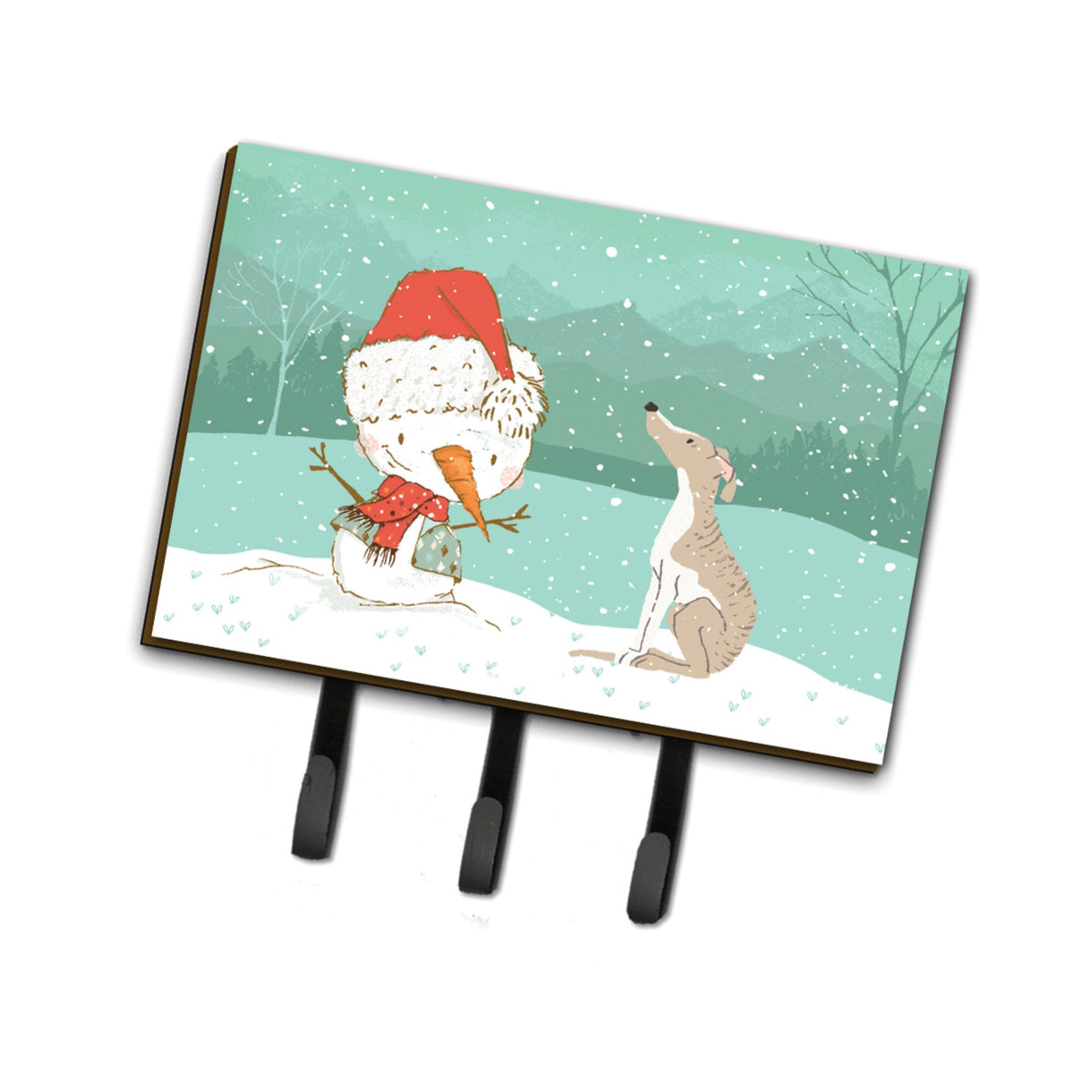 Caroline'S Treasures Whippet Snowman Christmas Leash Or Key Holder Hooks, Multicolor
