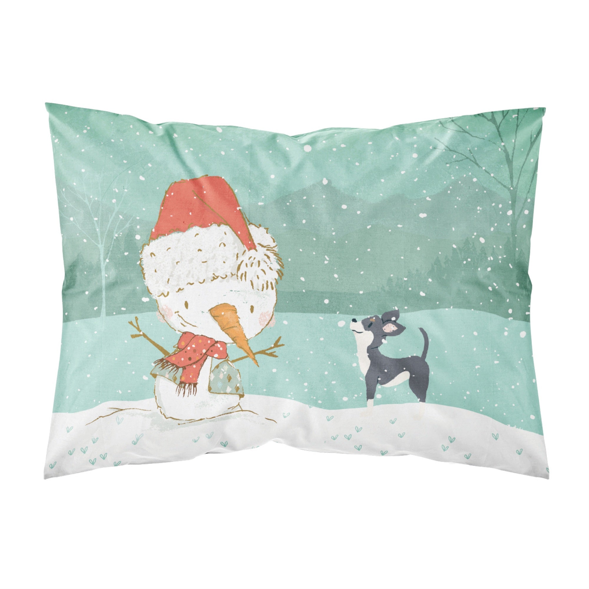 Caroline'S Treasures Snowman Black Chihuahua Christmas Fabric Standard Pillowcase