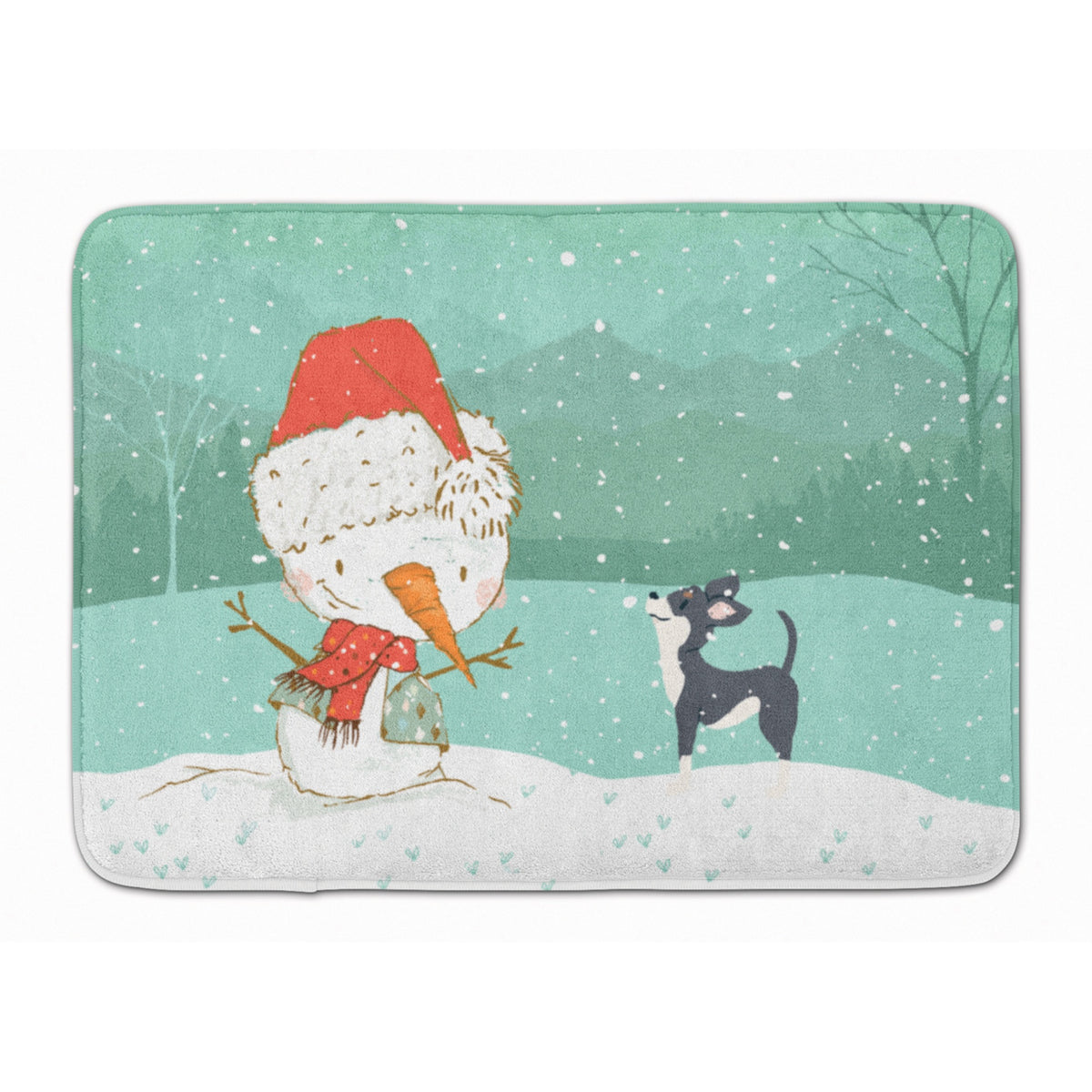 Caroline'S Treasures Black Chihuahua Snowman Christmas Machine Washable Memory Foam Mat, Multicolor