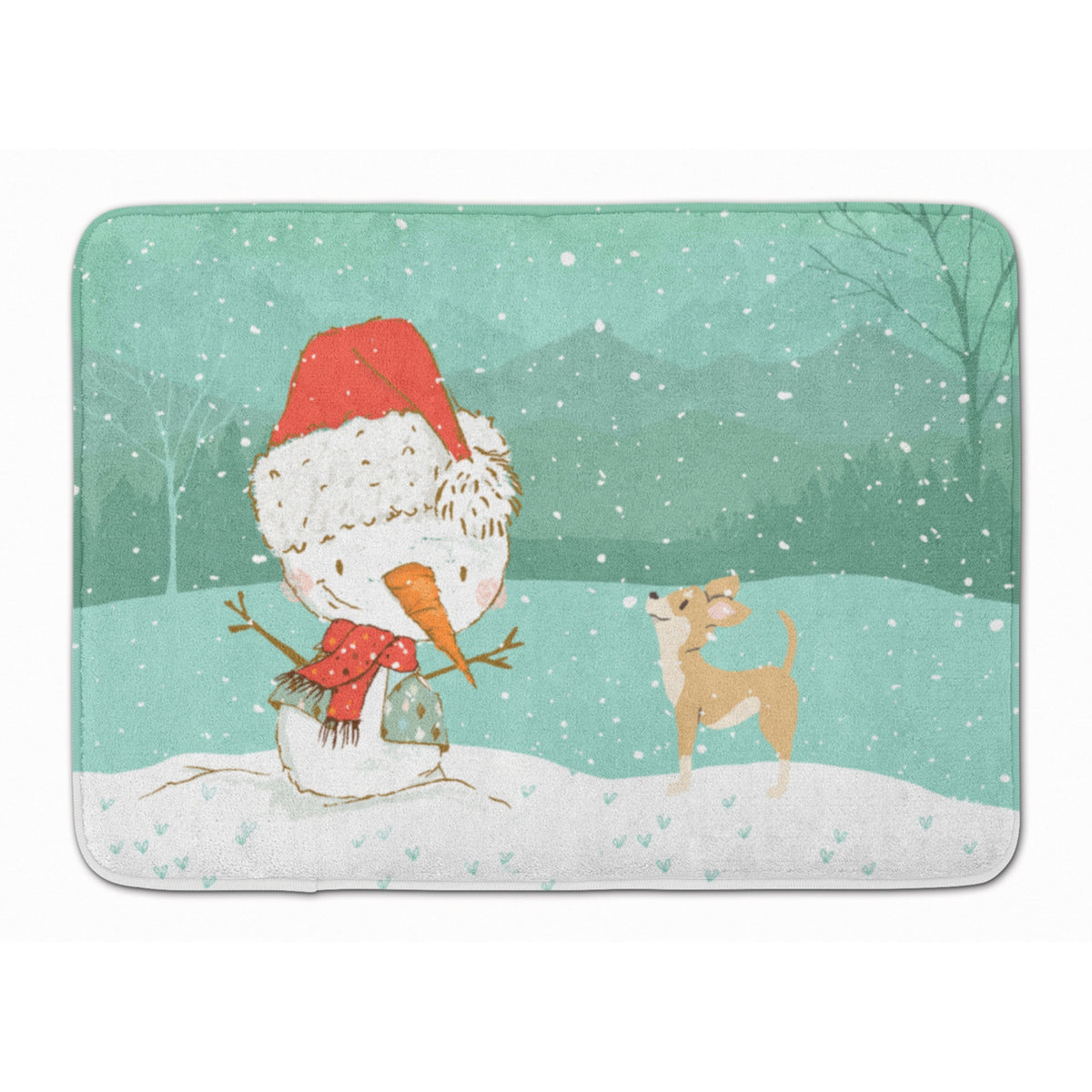 Caroline'S Treasures Tan Chihuahua Snowman Christmas Machine Washable Memory Foam Mat, Multicolor