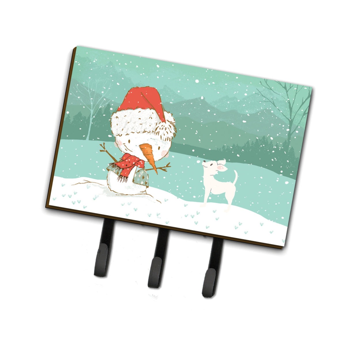 Caroline'S Treasures White Chihuahua Snowman Christmas Leash Or Key Holder Hooks, Multicolor