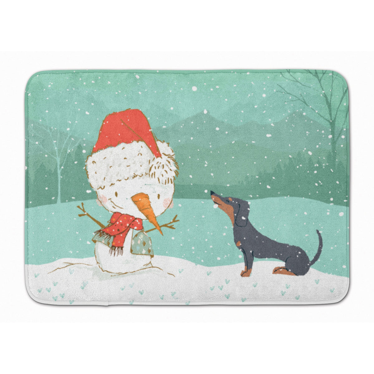 Caroline'S Treasures Black Tan Dachshund Snowman Christmas Machine Washable Memory Foam Mat, Multicolor