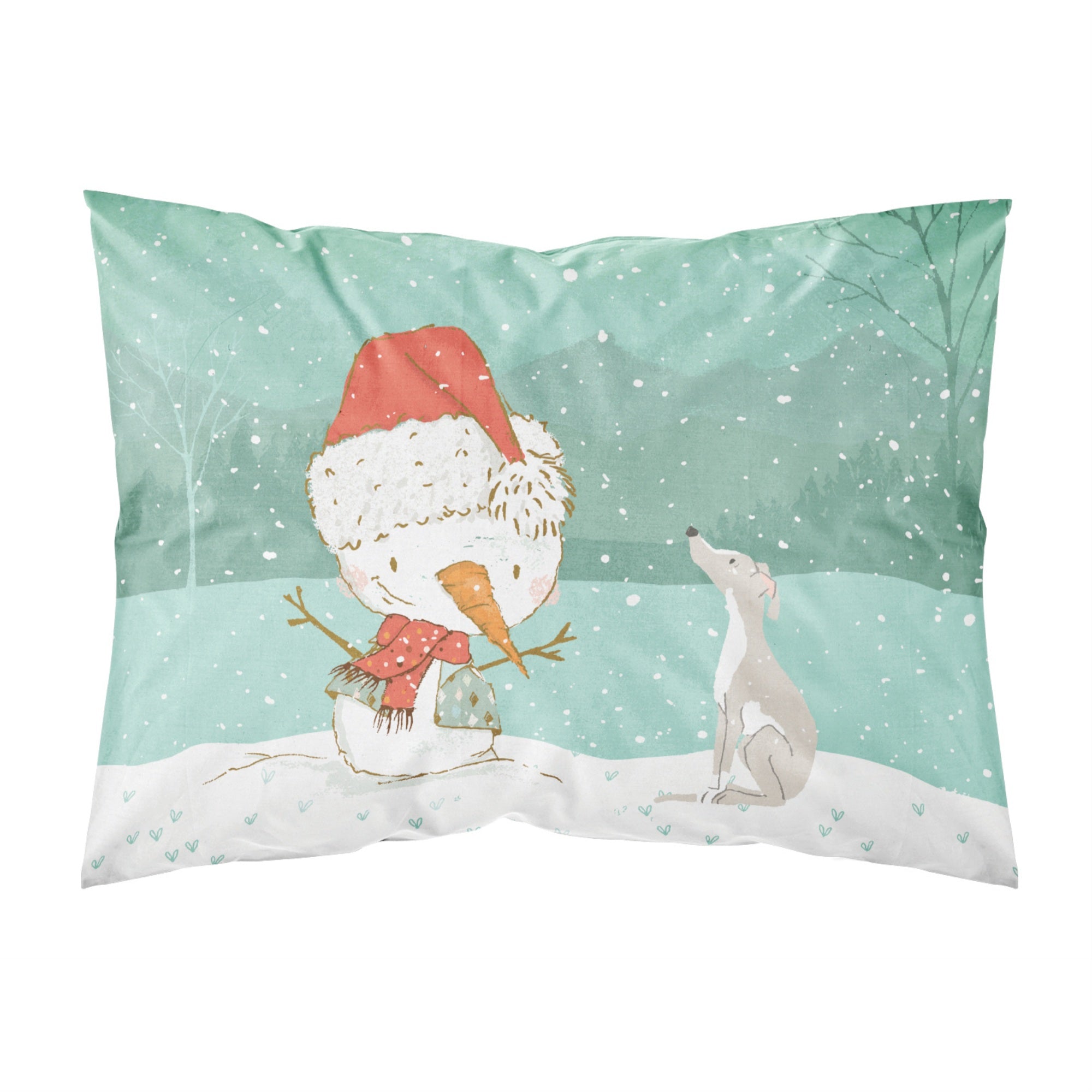 Caroline'S Treasures Snowman Italian Greyhound Christmas Fabric Standard Pillowcase