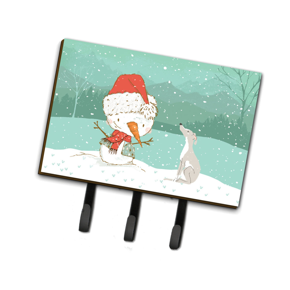 Caroline'S Treasures Italian Greyhound Snowman Christmas Leash Or Key Holder Hooks, Multicolor