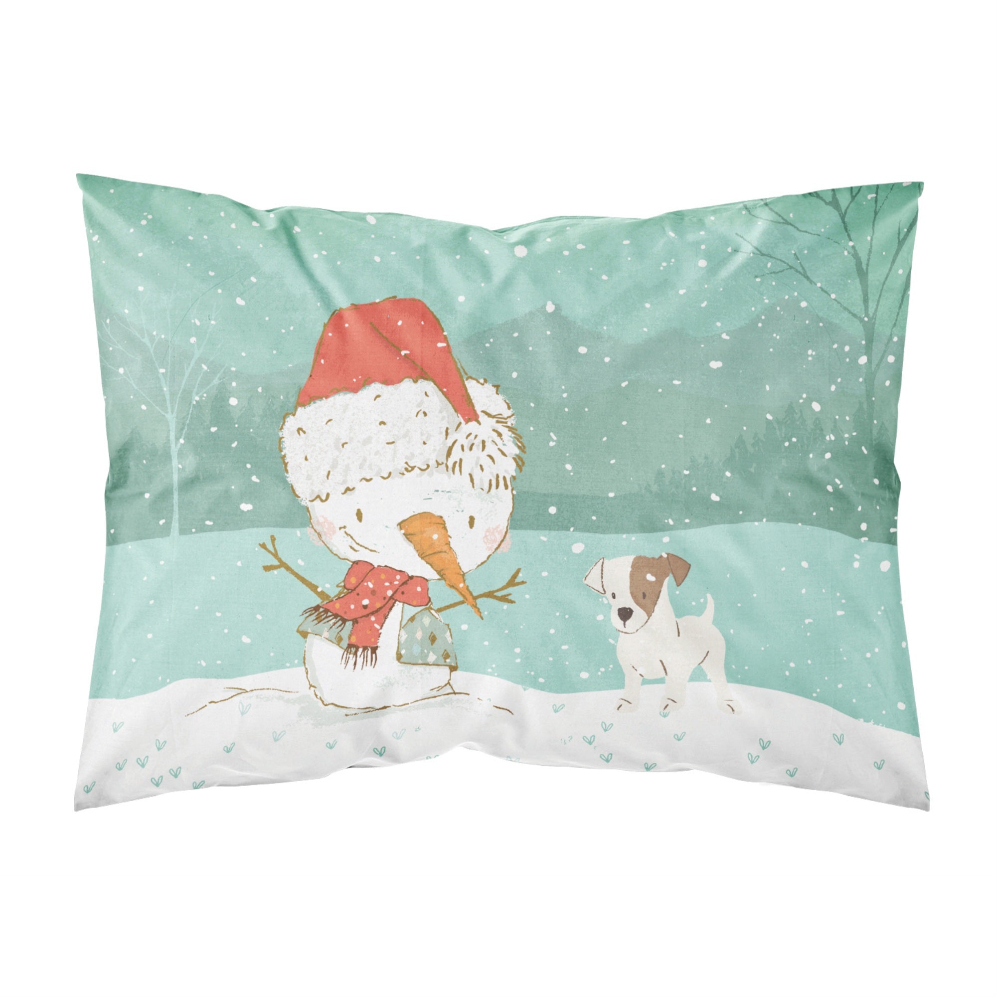 Caroline'S Treasures Snowman Jack Russell Terrier Christmas Fabric Standard Pillowcase