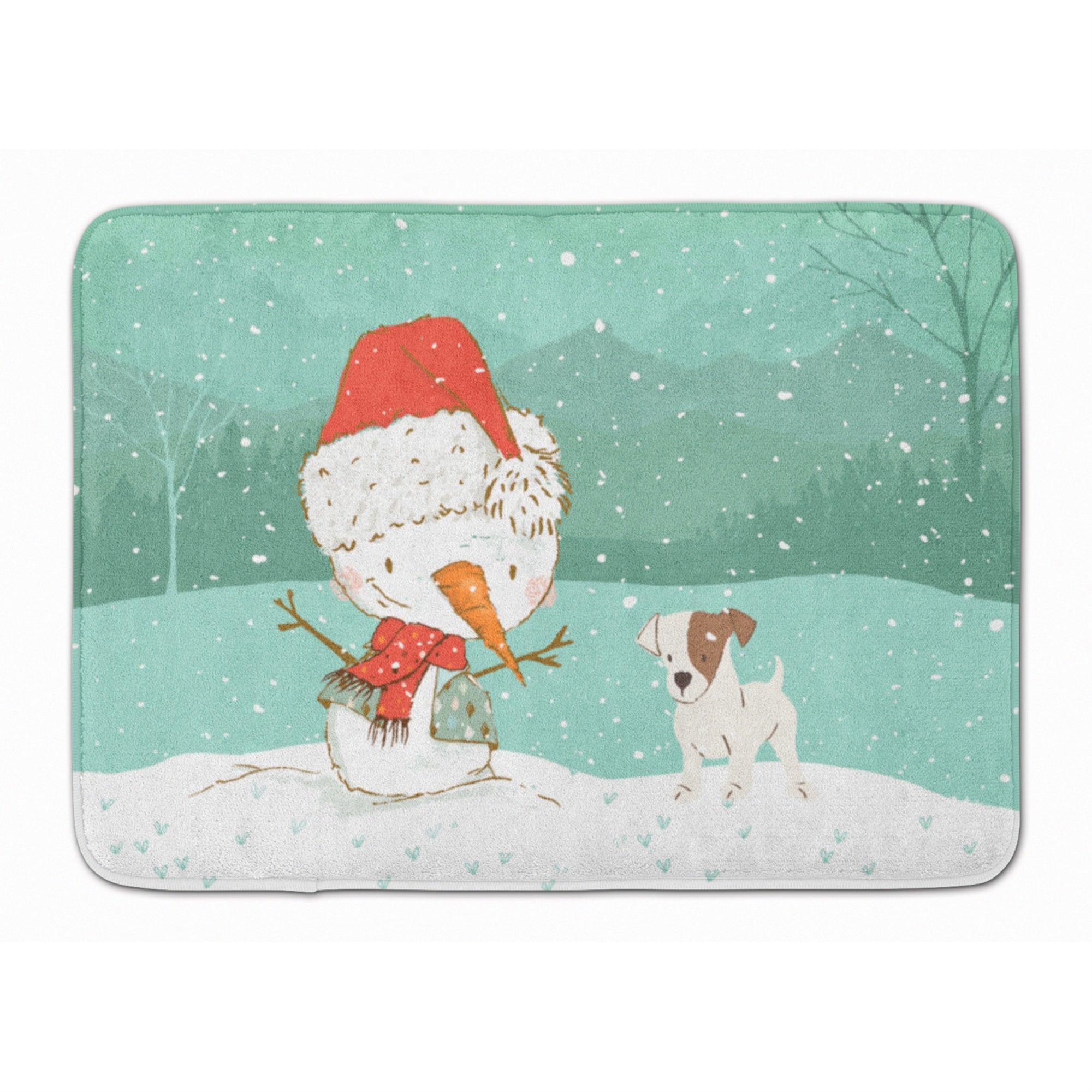 Caroline'S Treasures Jack Russell Terrier Snowman Christmas Machine Washable Memory Foam Mat, Multicolor