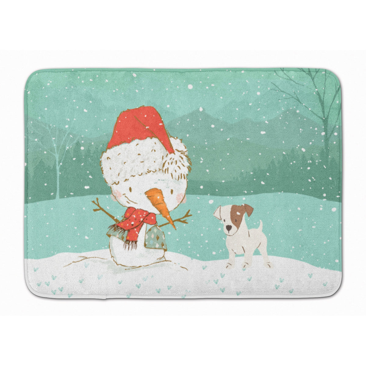 Caroline'S Treasures Jack Russell Terrier Snowman Christmas Machine Washable Memory Foam Mat, Multicolor