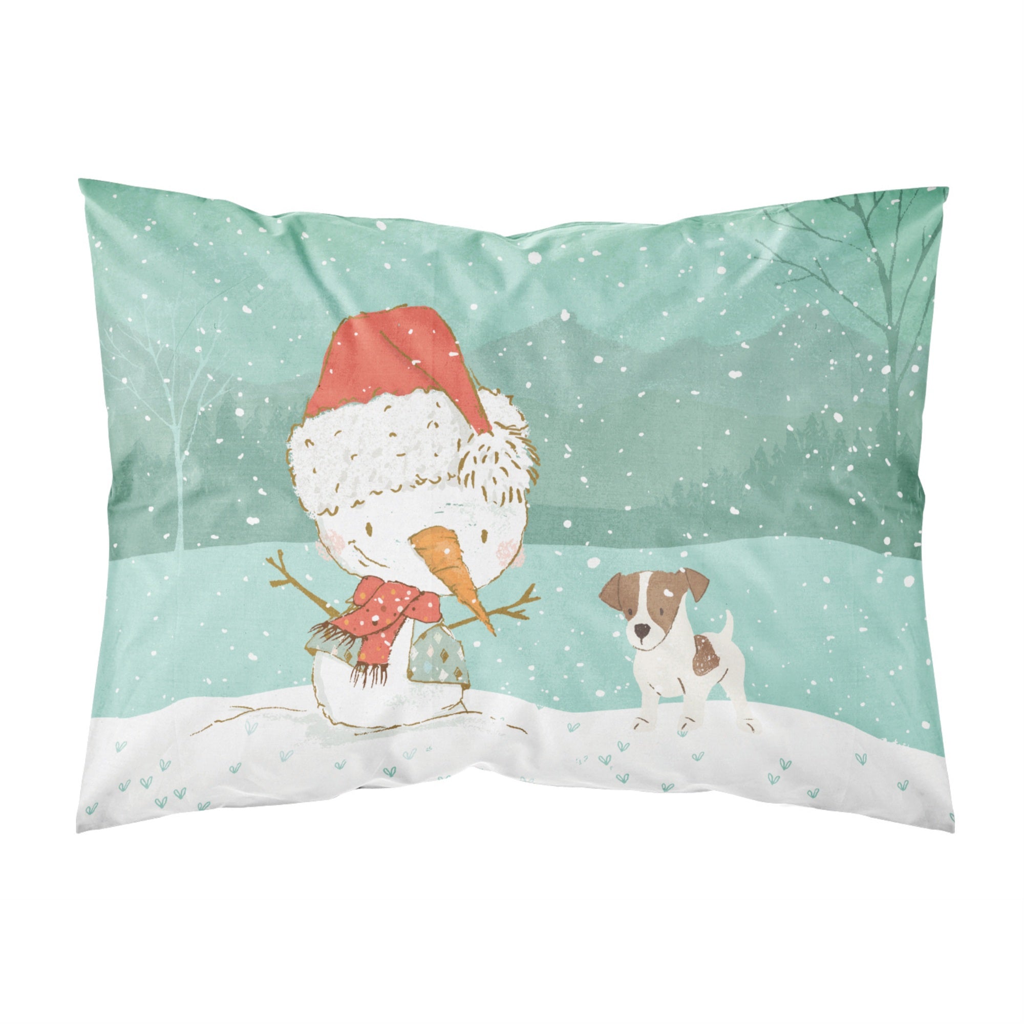 Caroline'S Treasures Snowman Jack Russell Terrier #2 Christmas Fabric Standard Pillowcase
