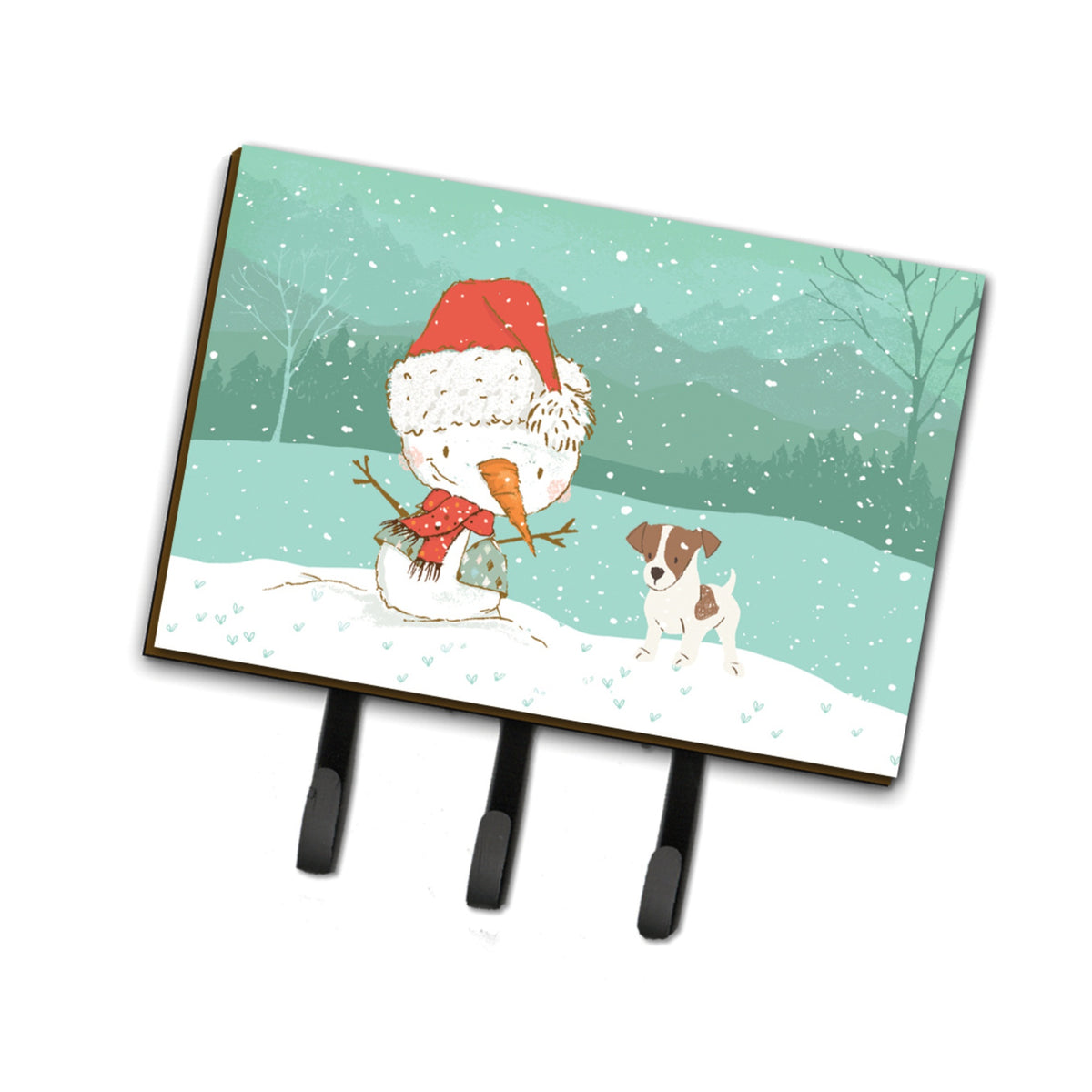 Caroline'S Treasures Jack Russell Terrier #2 Snowman Christmas Leash Or Key Holder Hooks, Multicolor