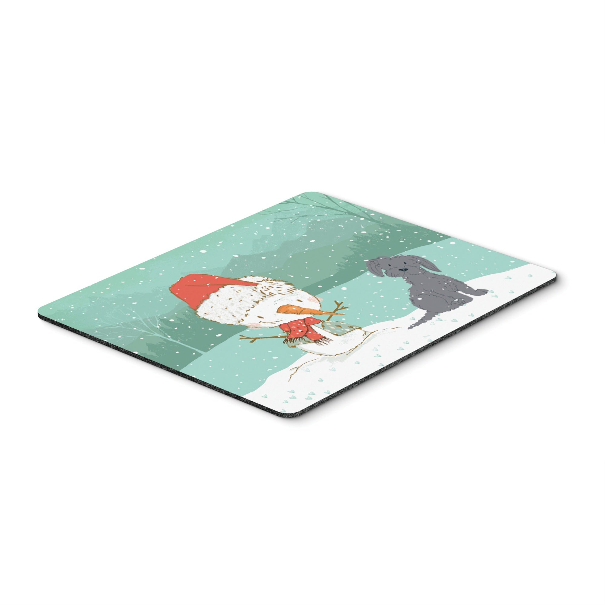 Black Maltese Snowman Christmas Mouse Pad, Hot Pad Or Trivet