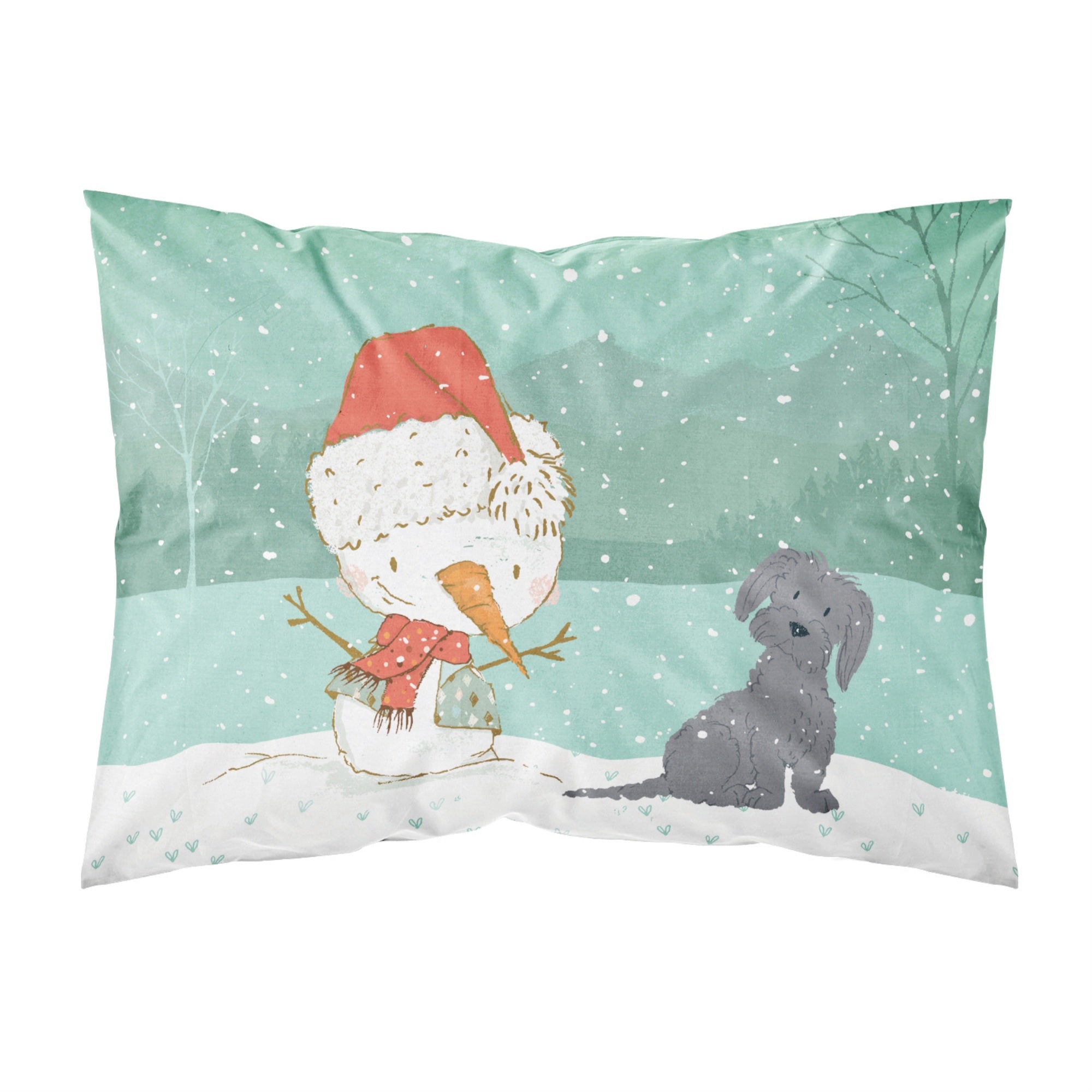Caroline'S Treasures Black Maltese Snowman Christmas Fabric Standard Pillowcase, Multicolor