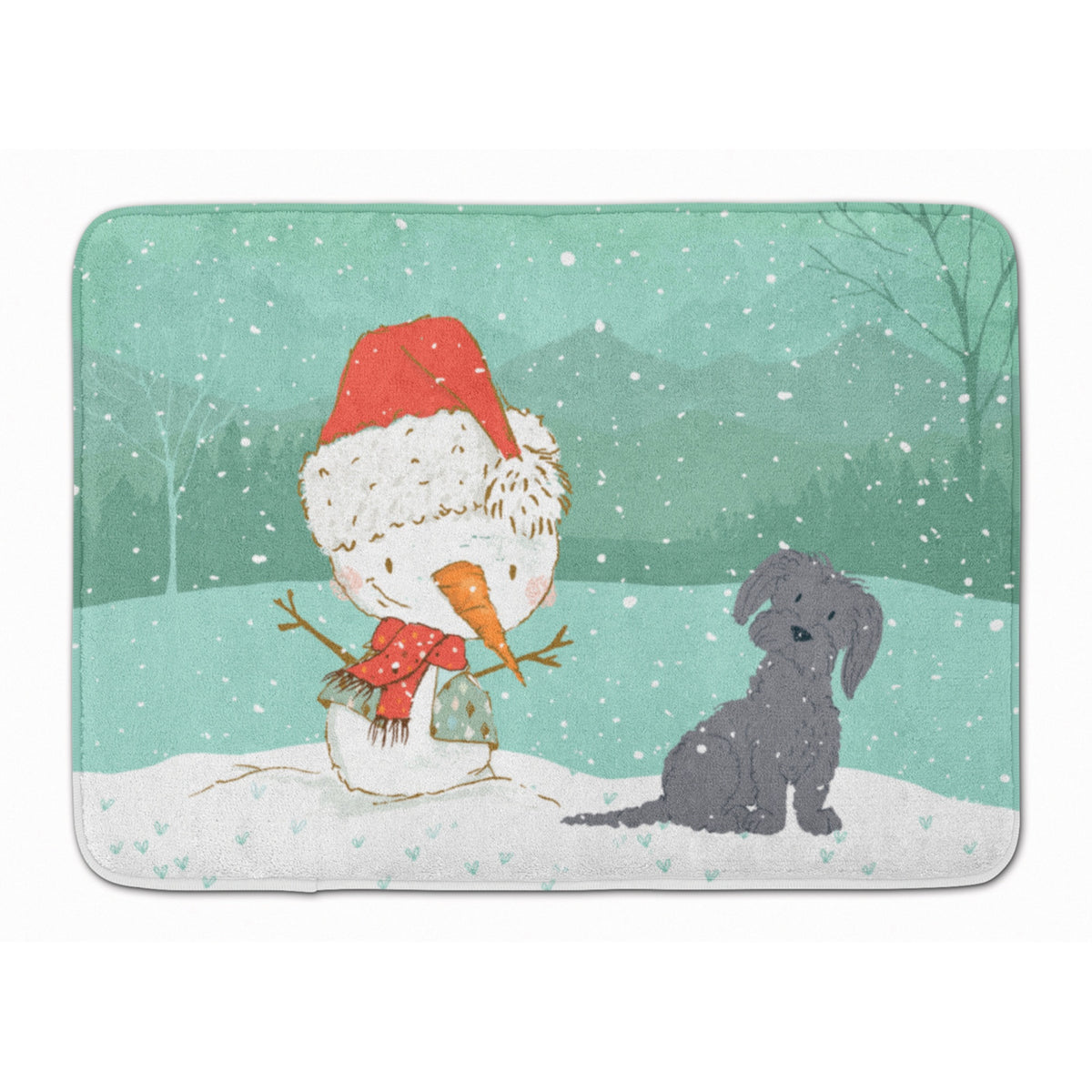Caroline'S Treasures Black Maltese Snowman Christmas Machine Washable Memory Foam Mat, Multicolor