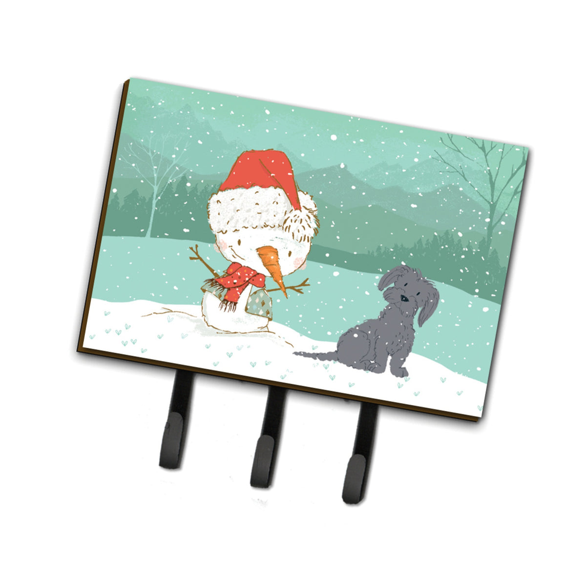 Caroline'S Treasures Black Maltese Snowman Christmas Leash Or Key Holder Hooks, Multicolor