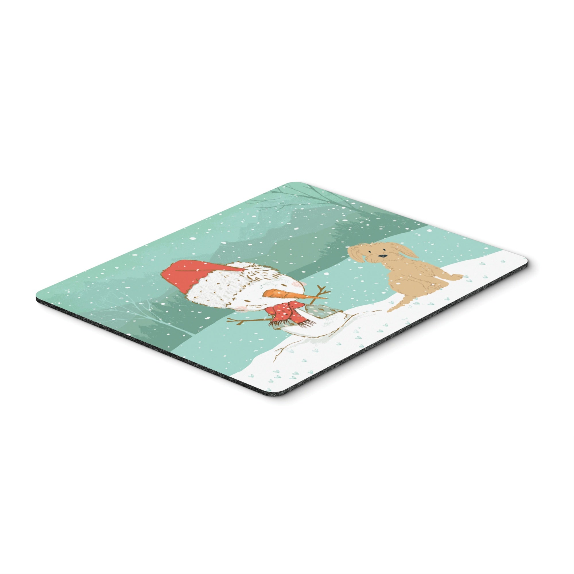 Brown Maltese Snowman Christmas Mouse Pad, Hot Pad Or Trivet