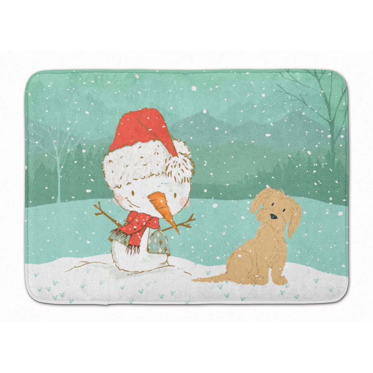Caroline'S Treasures Brown Maltese Snowman Christmas Machine Washable Memory Foam Mat, Multicolor