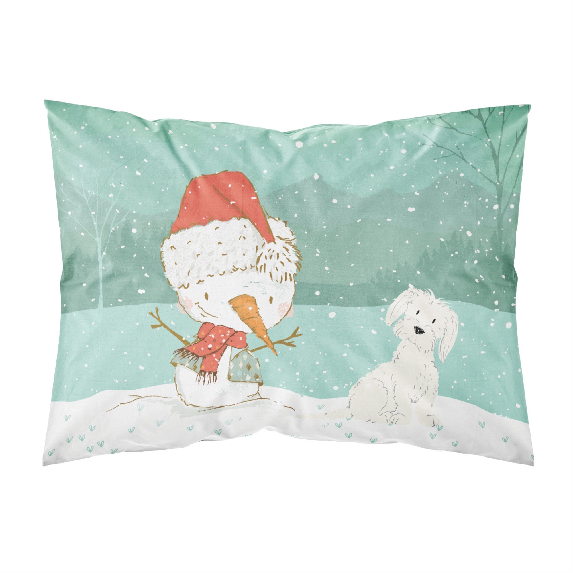 Caroline'S Treasures Snowman Maltese Christmas Fabric Standard Pillowcase