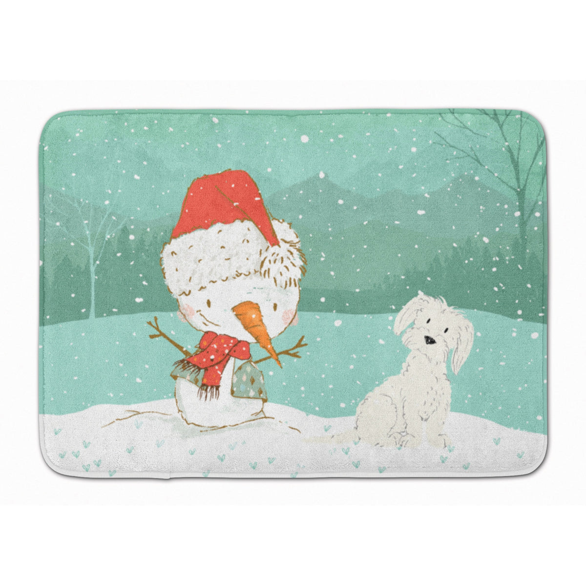 Caroline'S Treasures Maltese Snowman Christmas Machine Washable Memory Foam Mat, Multicolor