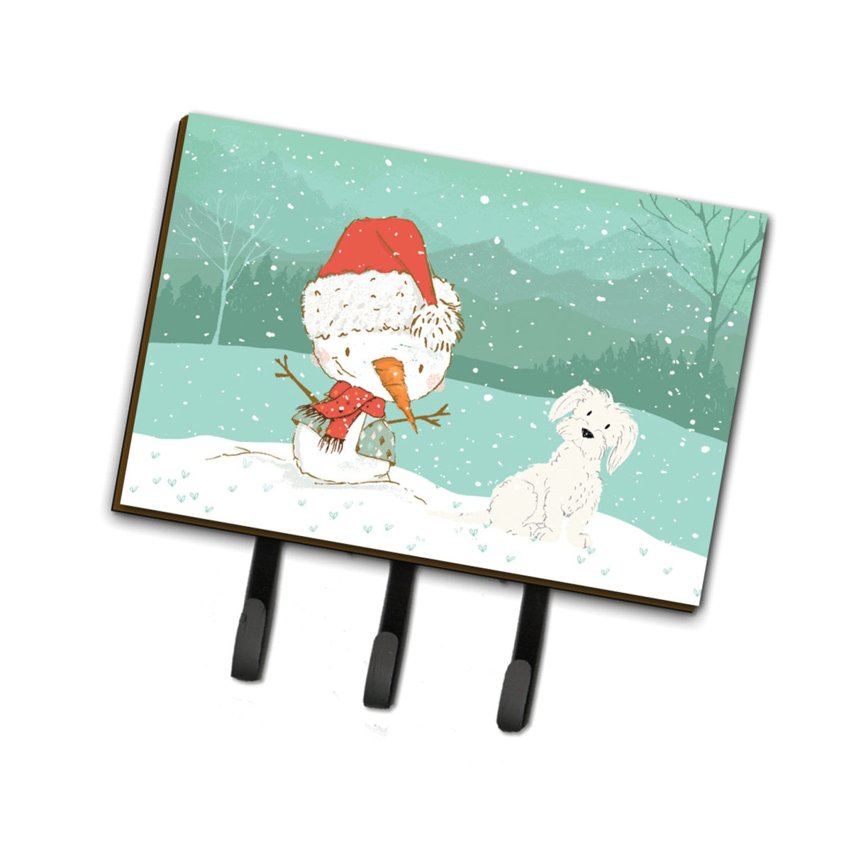 Caroline'S Treasures Maltese Snowman Christmas Leash Or Key Holder Hooks, Multicolor