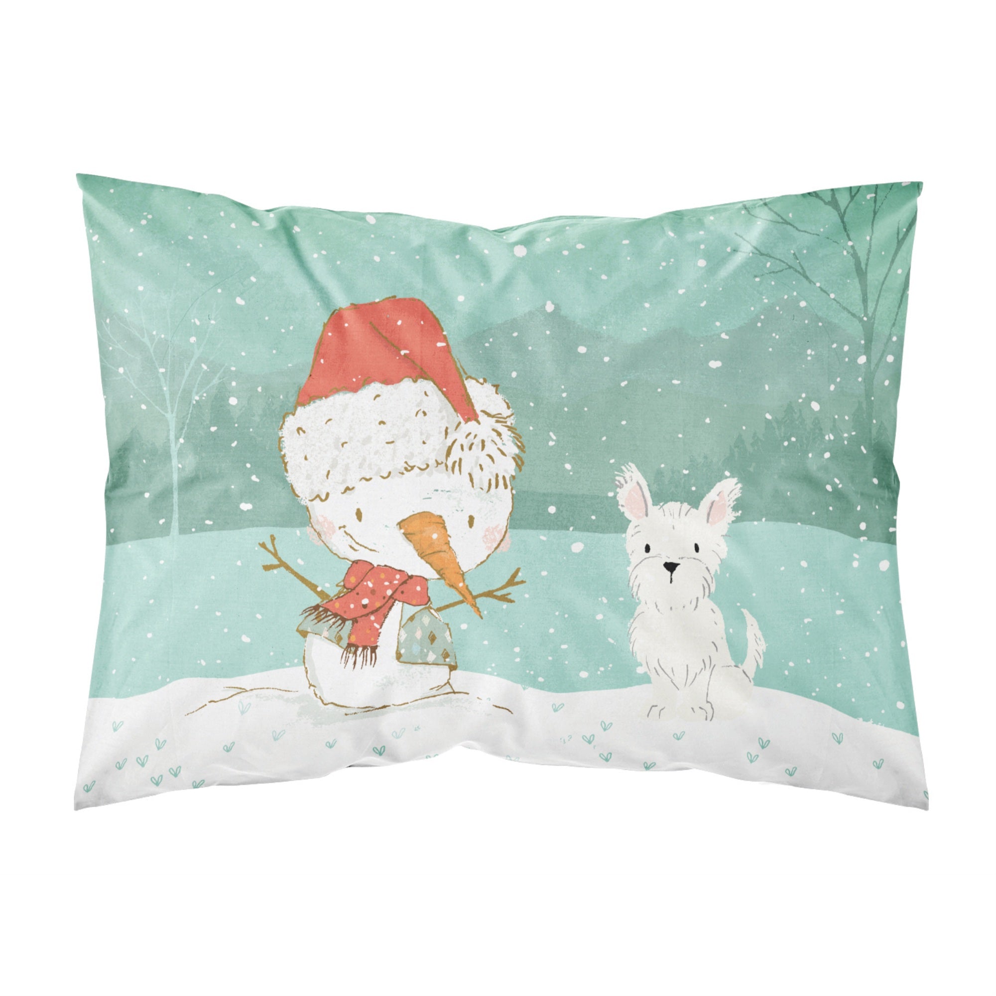 Caroline'S Treasures Snowman Westie Terrier Christmas Fabric Standard Pillowcase
