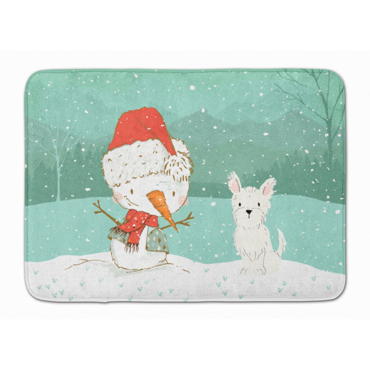 Caroline'S Treasures Westie Terrier Snowman Christmas Machine Washable Memory Foam Mat, Multicolor