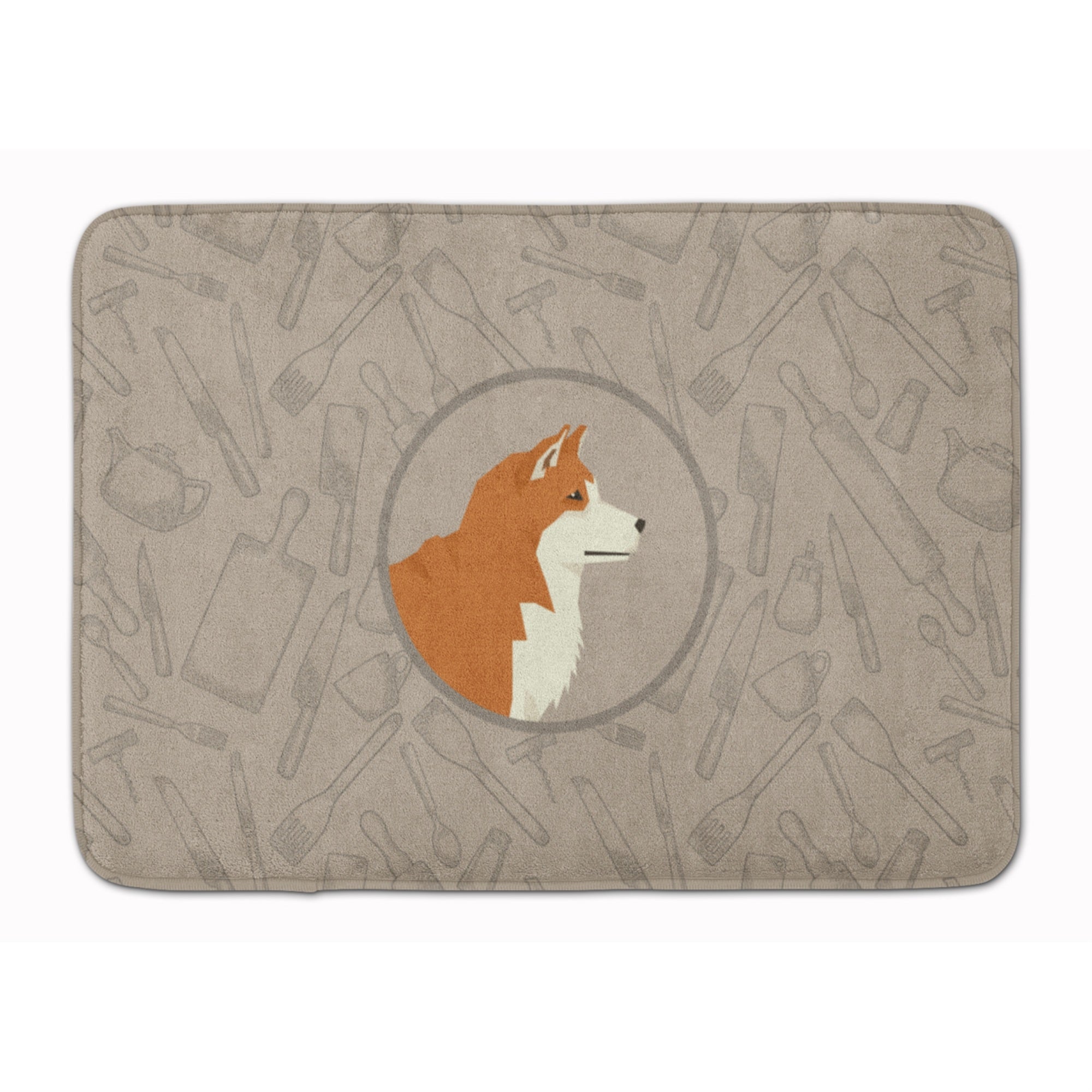 Caroline'S Treasures Akita In The Kitchen Machine Washable Memory Foam Mat Doormats, Multicolor