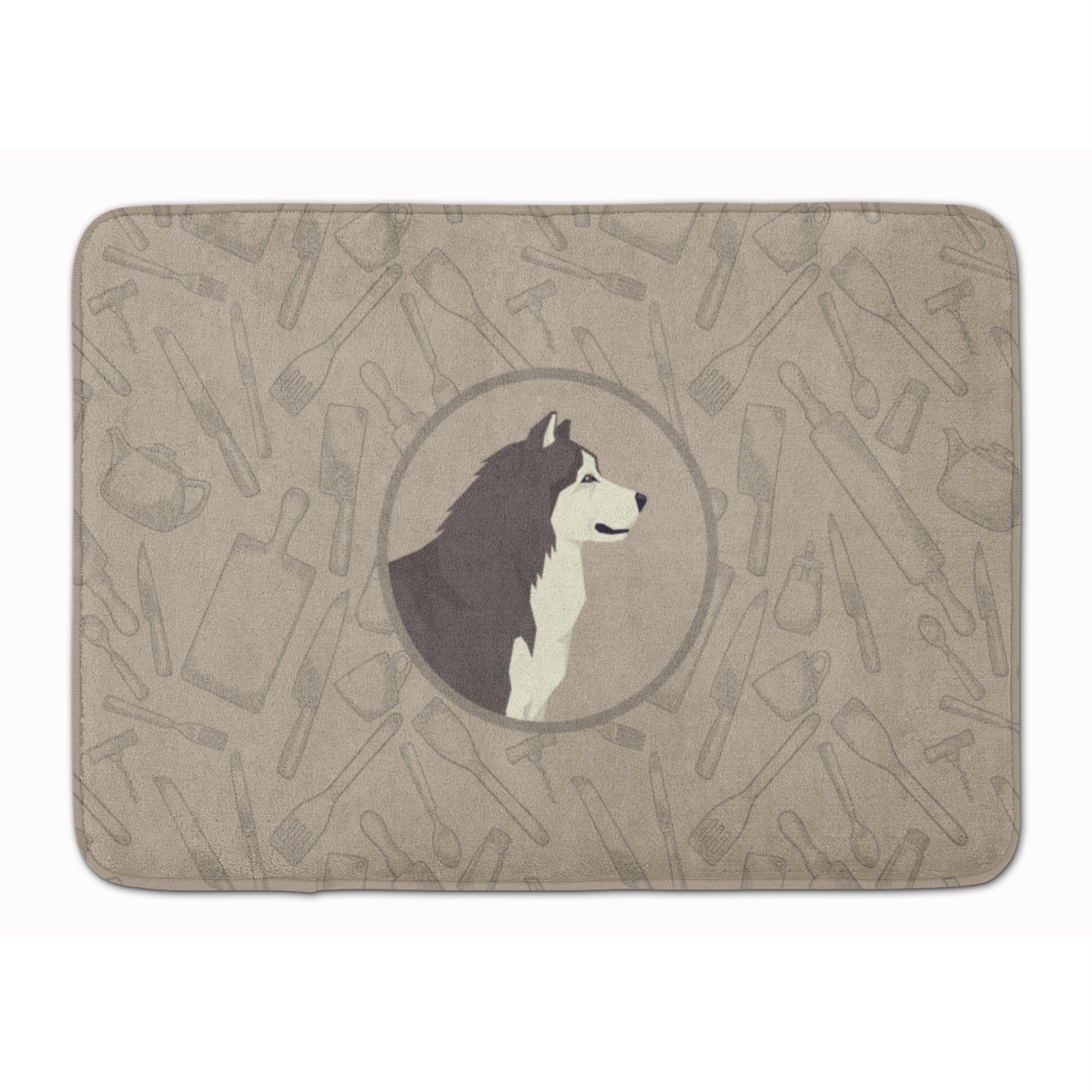 Caroline'S Treasures Alaskan Malamute In The Kitchen Machine Washable Memory Foam Mat Doormats, Multicolor