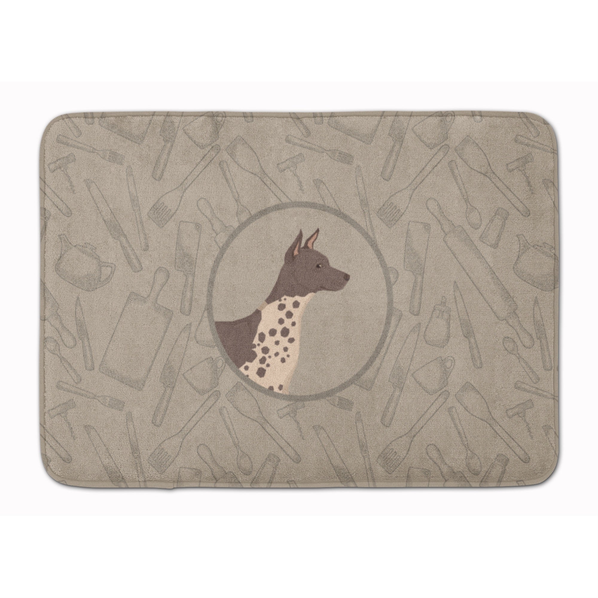 Caroline'S Treasures American Hairless Terrier In The Kitchen Machine Washable Memory Foam Mat Doormats, Multicolor