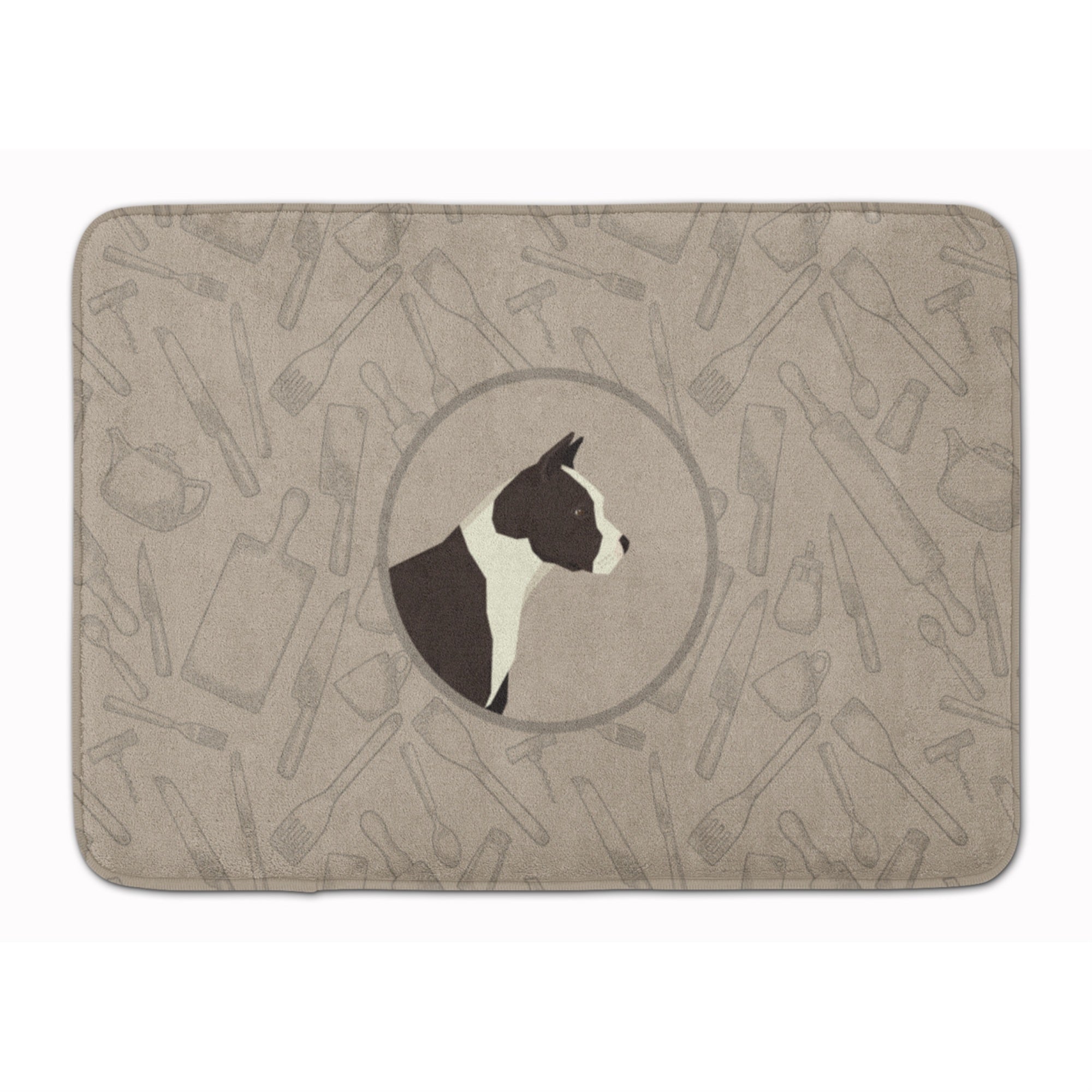Caroline'S Treasures American Staffordshire Terrier In The Kitchen Machine Washable Memory Foam Mat Doormats, Multicolor