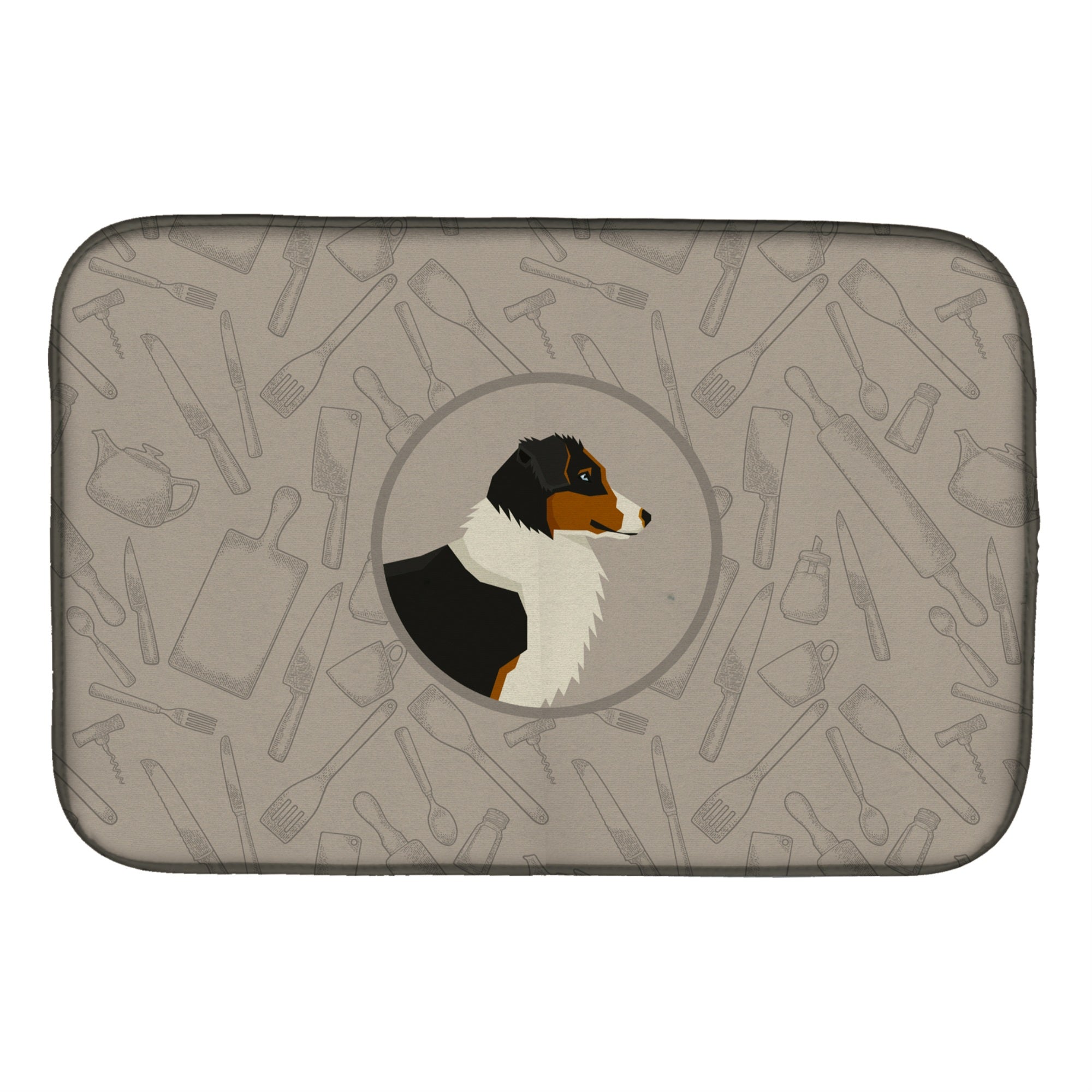 Caroline'S Treasures Ck2163Ddm Australian Shepherd In The Kitchen Dish-Drying-Mats, 14X21, Multicolor