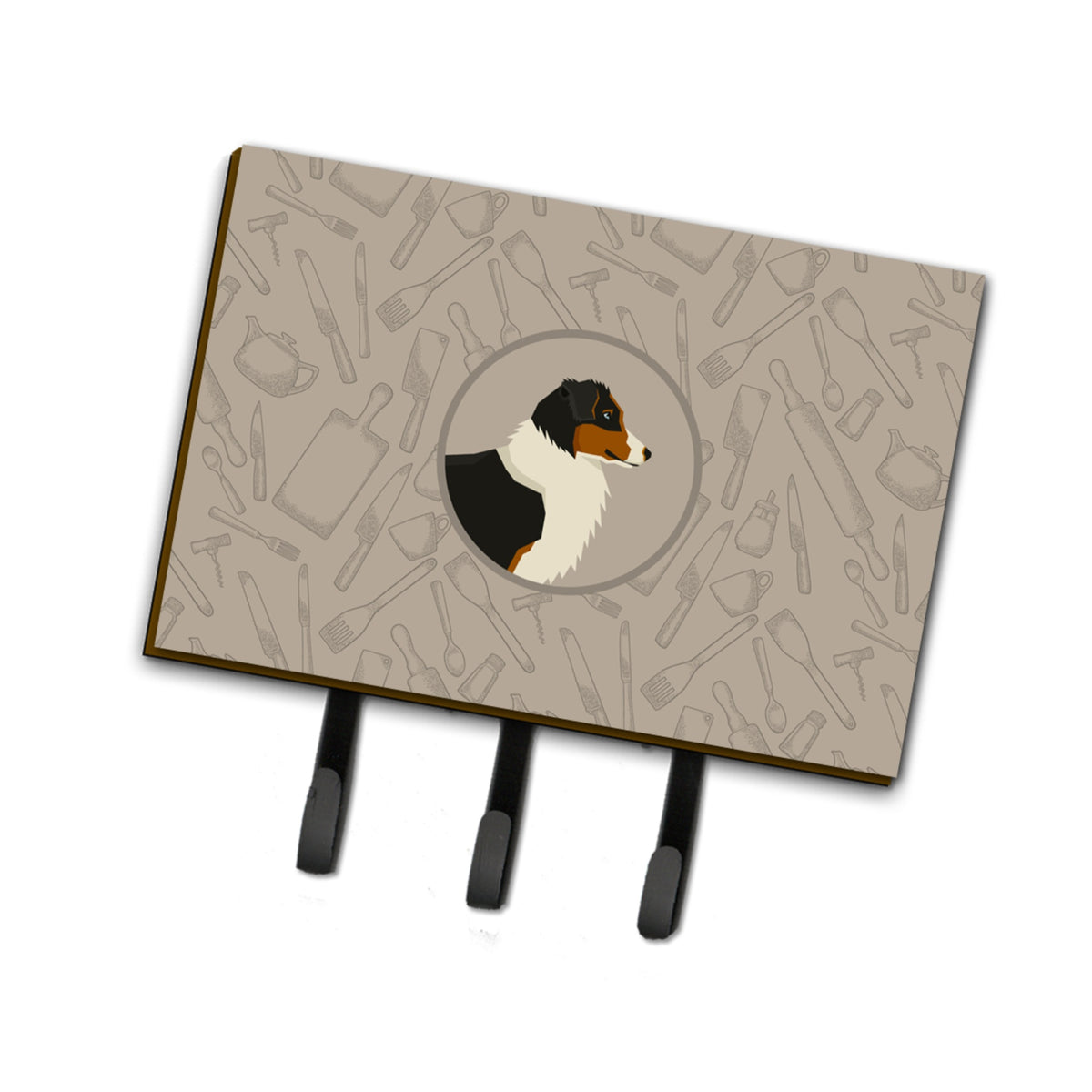 Caroline'S Treasures Australian Shepherd In The Kitchen Leash Or Key Holder Hooks, Multicolor