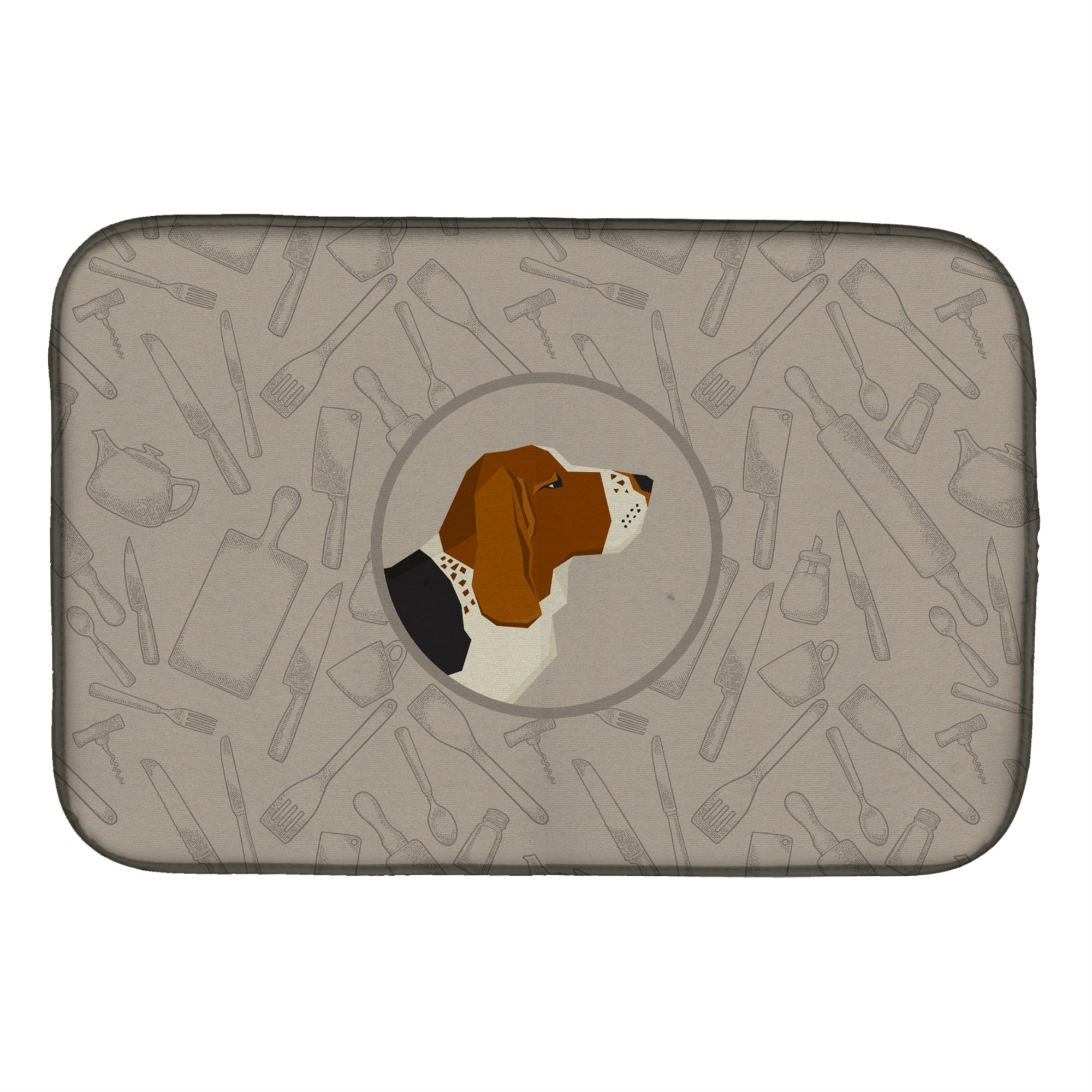 Caroline'S Treasures Ck2165Ddm Basset Hound In The Kitchen Dish-Drying-Mats, 14X21, Multicolor