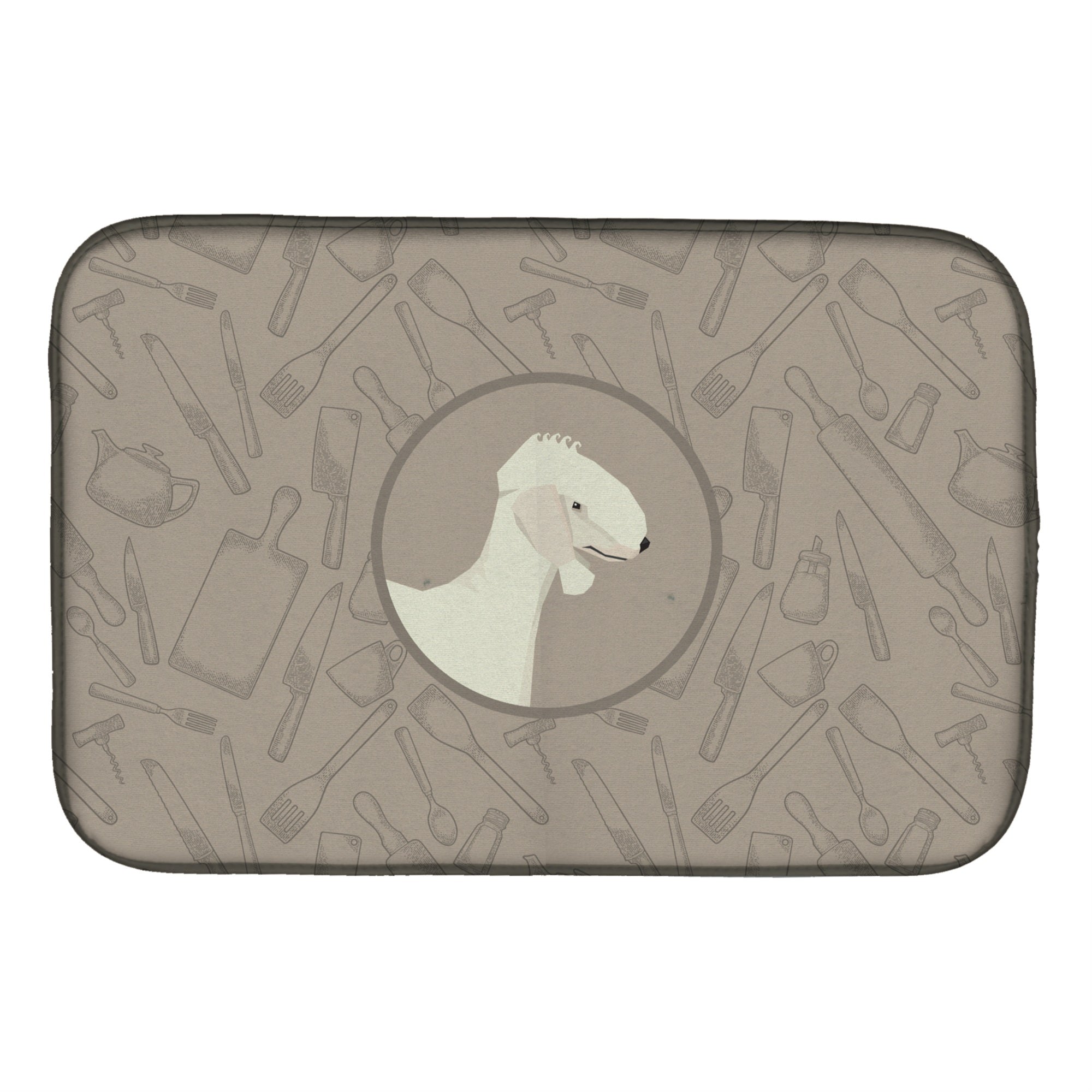 Caroline'S Treasures Ck2167Ddm Bedlington Terrier In The Kitchen Dish-Drying-Mats, 14X21, Multicolor