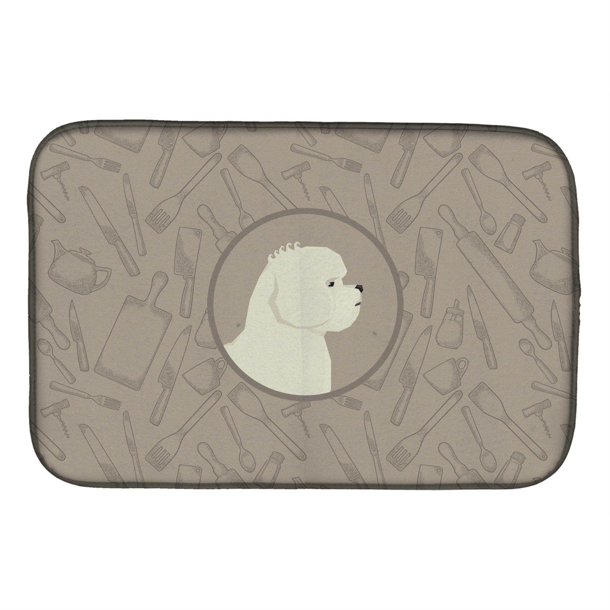 Caroline'S Treasures Ck2168Ddm Bichon Frise In The Kitchen Dish-Drying-Mats, 14X21, Multicolor