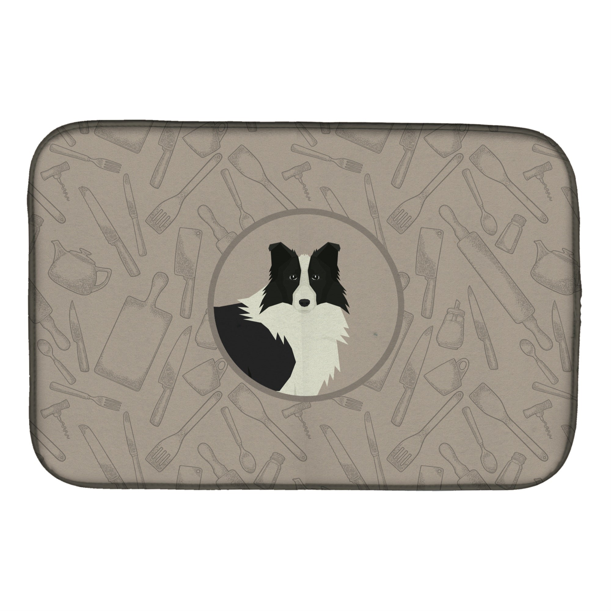 Caroline'S Treasures Ck2169Ddm Border Collie In The Kitchen Dish-Drying-Mats, 14X21, Multicolor