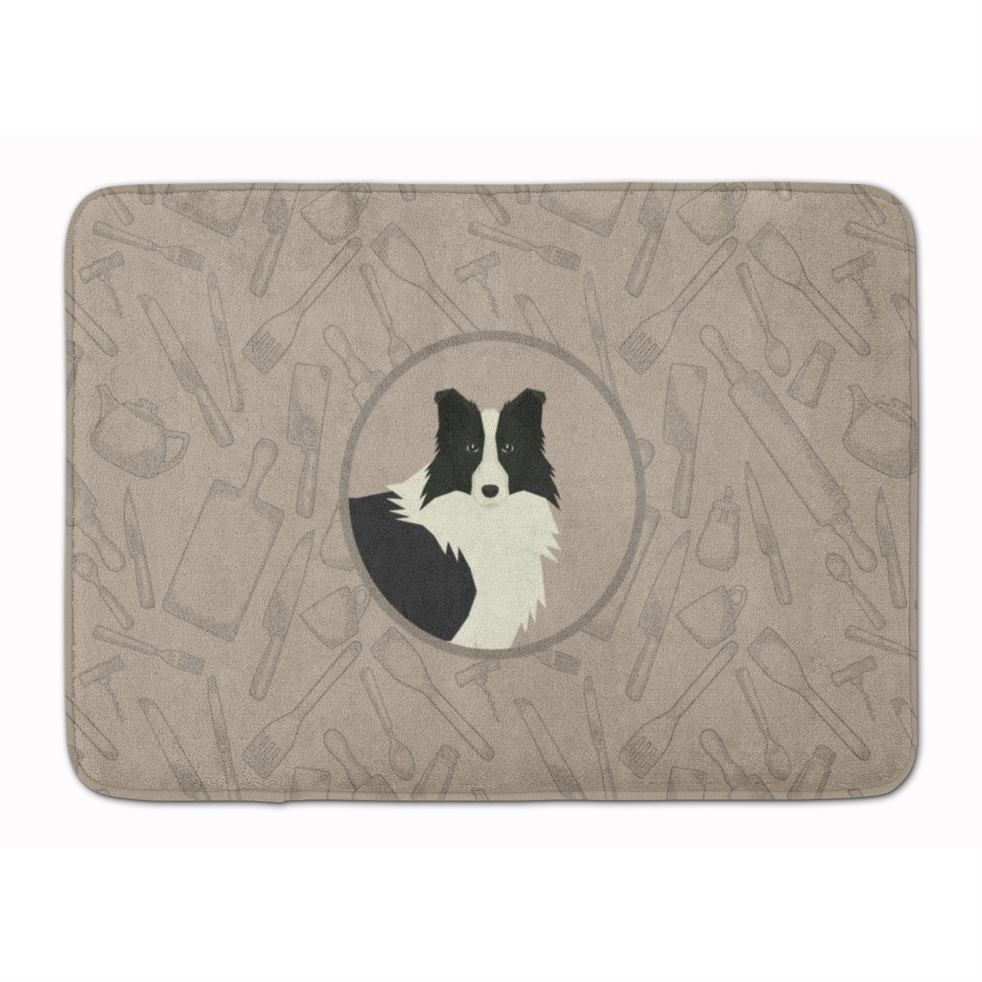 Caroline'S Treasures Border Collie In The Kitchen Machine Washable Memory Foam Mat Doormats, Multicolor