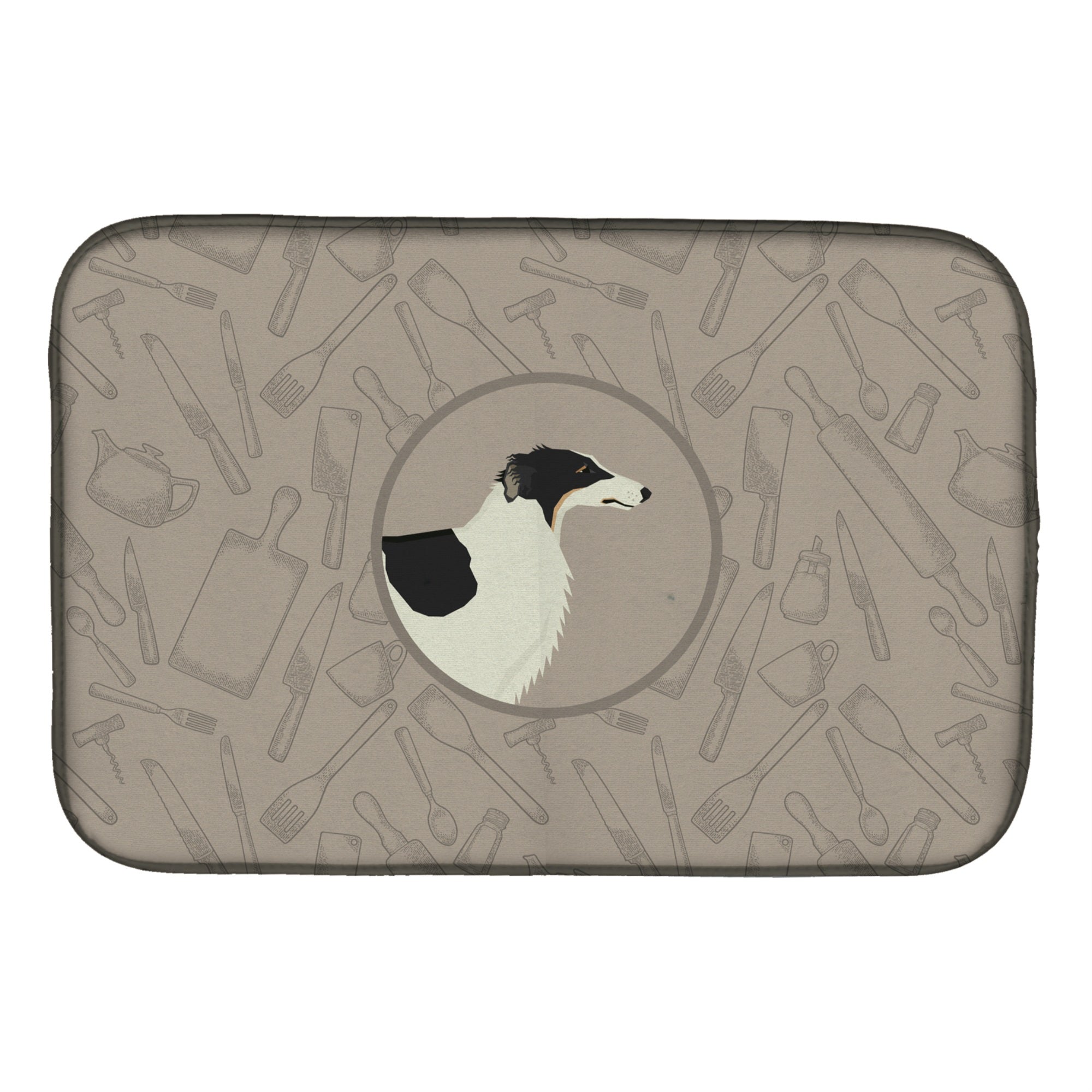 Caroline'S Treasures Ck2171Ddm Borzoi In The Kitchen Dish-Drying-Mats, 14X21, Multicolor