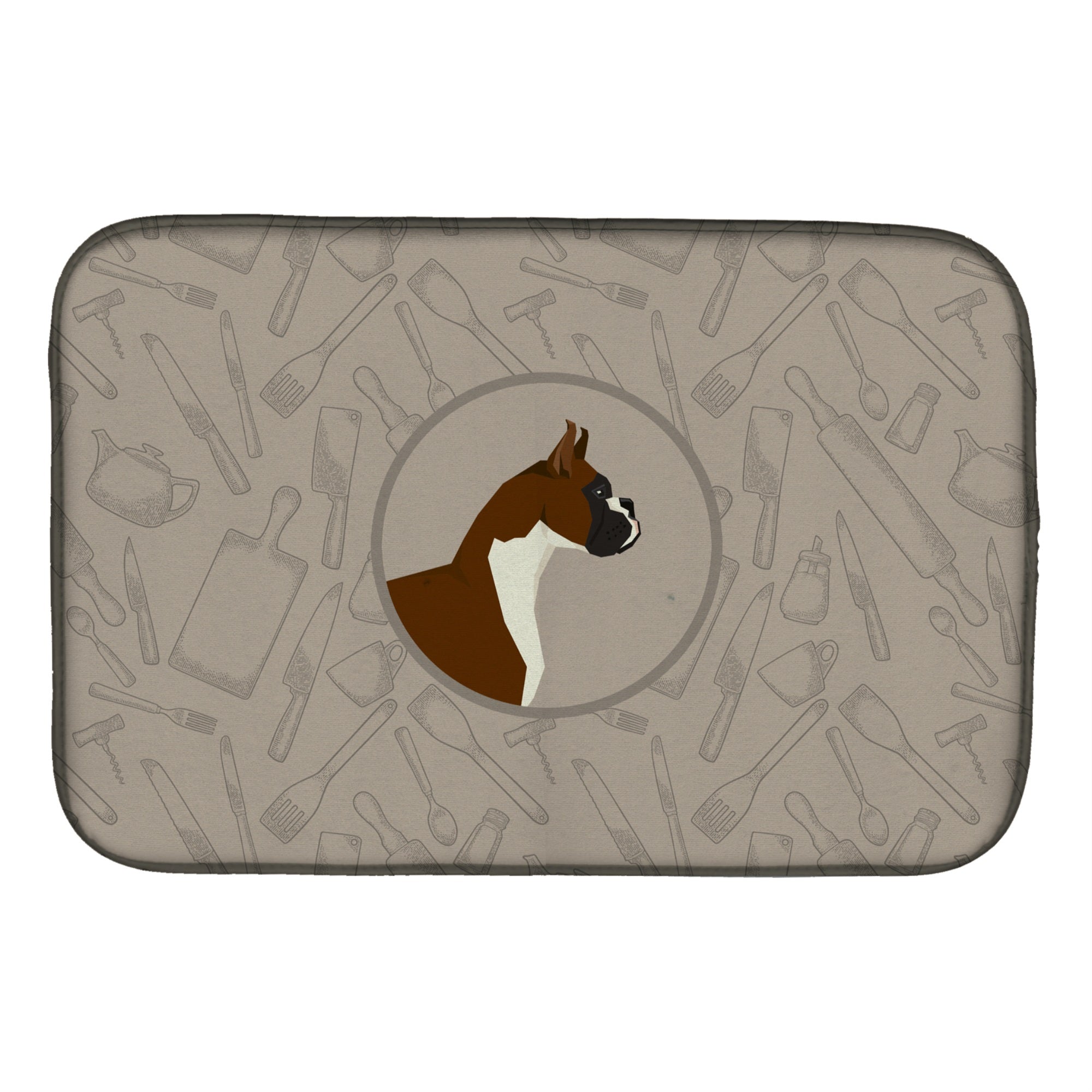 Caroline'S Treasures Ck2173Ddm Boxer In The Kitchen Dish-Drying-Mats, 14X21, Multicolor